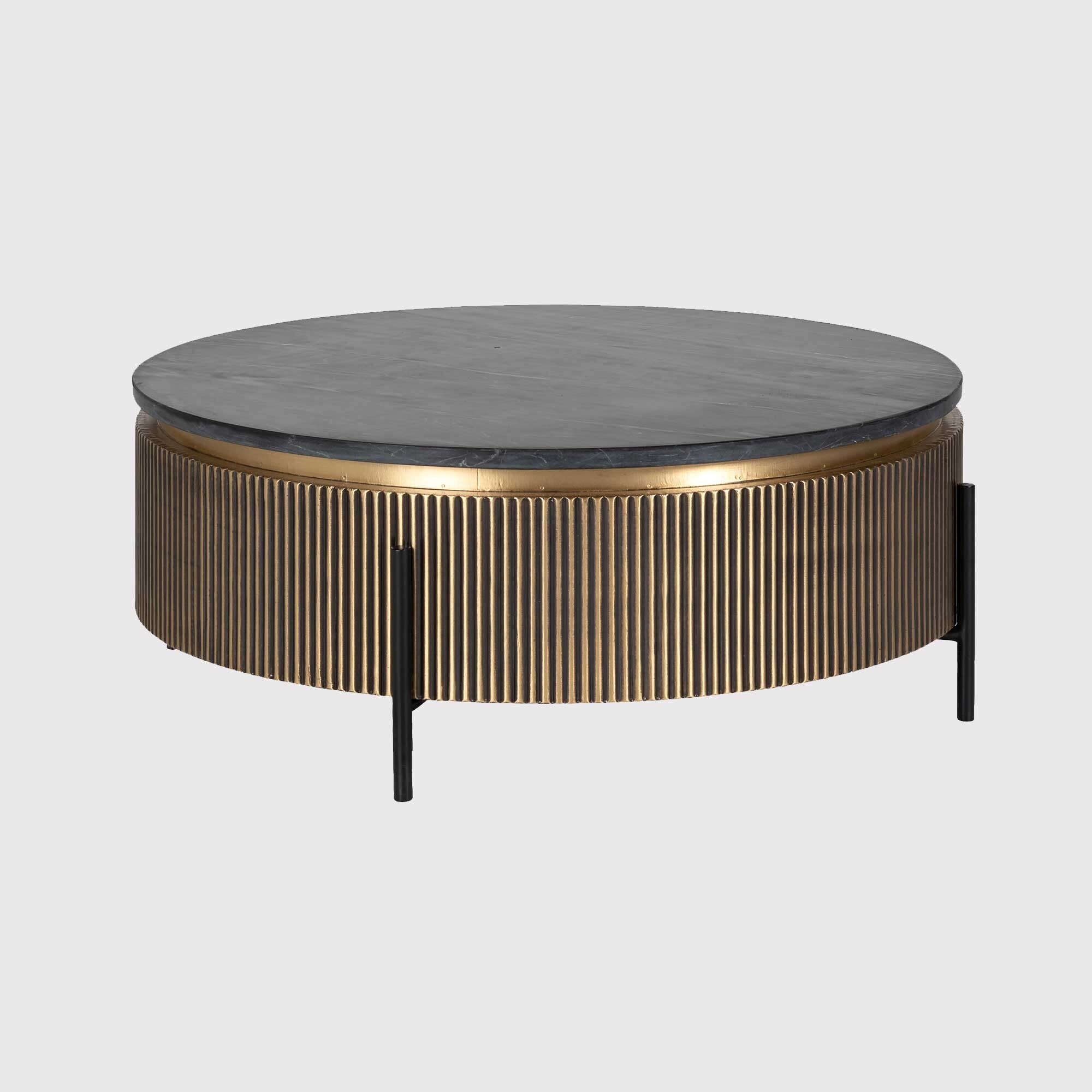 View Cyrelle 90cm coffee table in round in gold marble View Cyrelle 90cm coffee table in round in gold marble