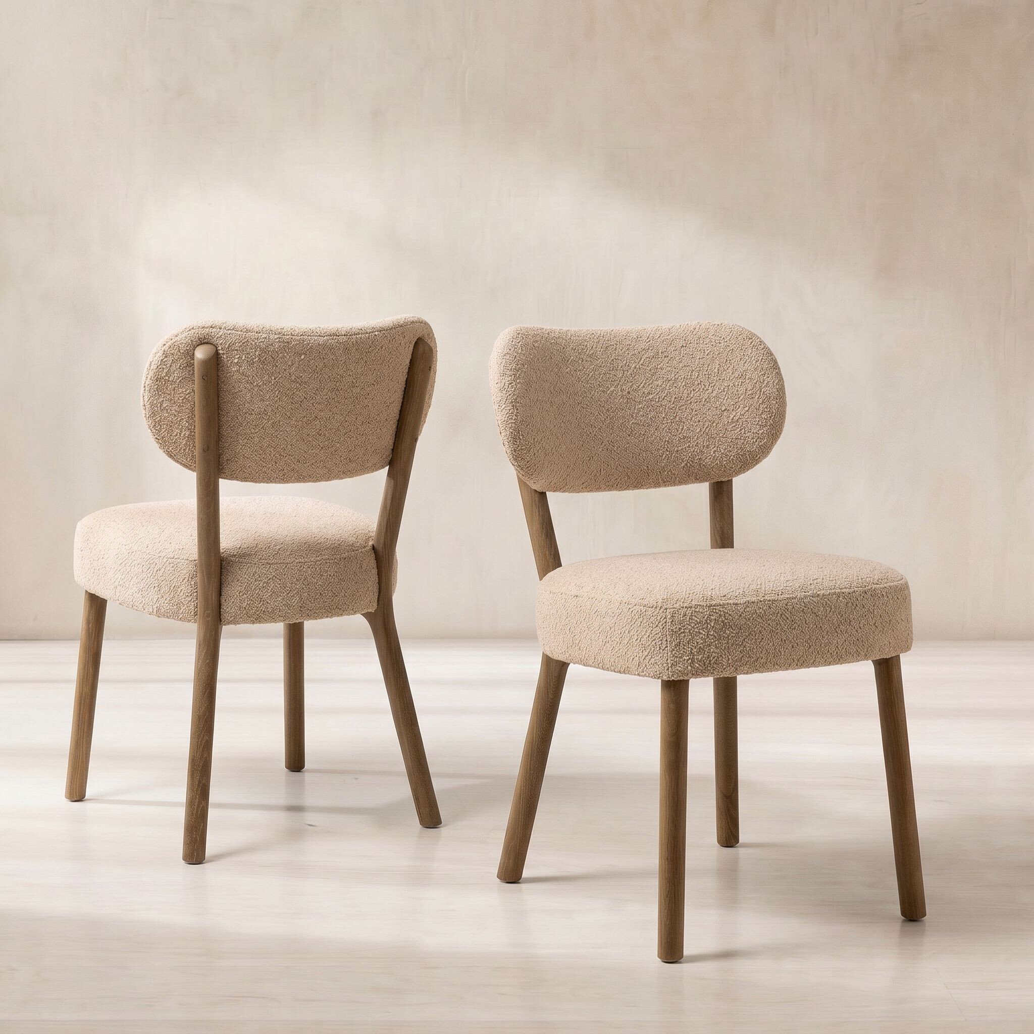Photo of dove dining chair in neutral boucle