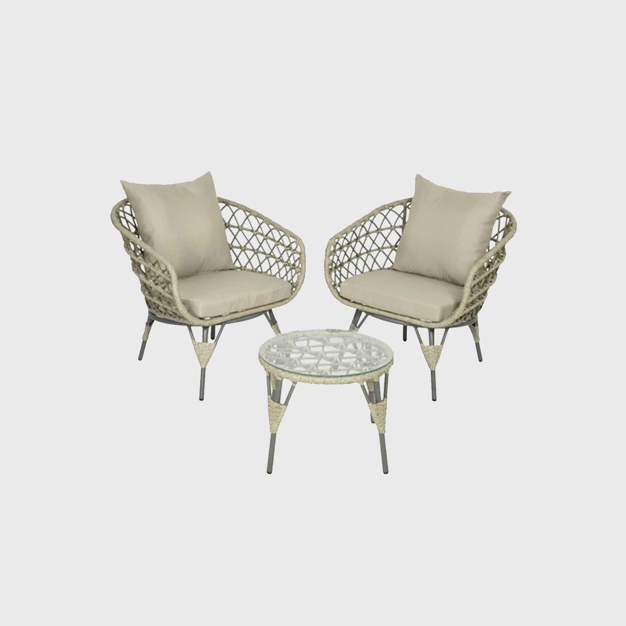 Douro 3 Piece Garden Chair Set, Neutral | Barker & Stonehouse