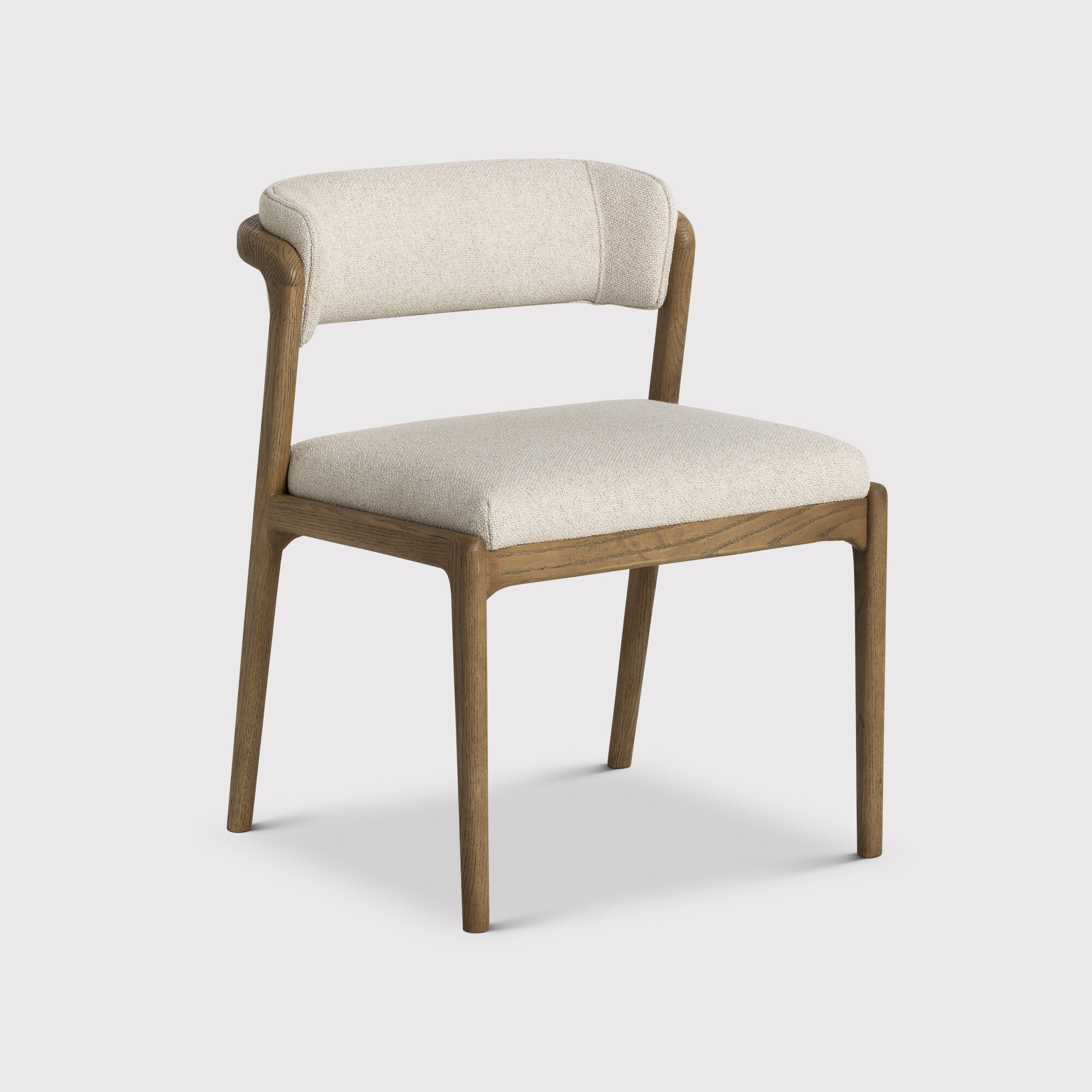 Derrick Neutral Fabric Dining Chair, Grey Fabric and Wooden Legs - Barker & Stonehouse
