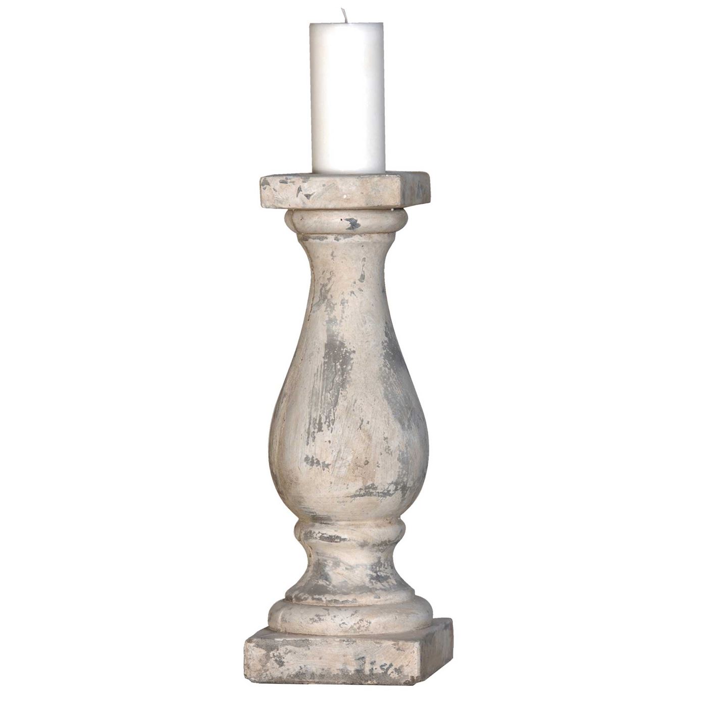 Large Distressed Stone Effect Candle Holder, Neutral Ceramic | Barker & Stonehouse
