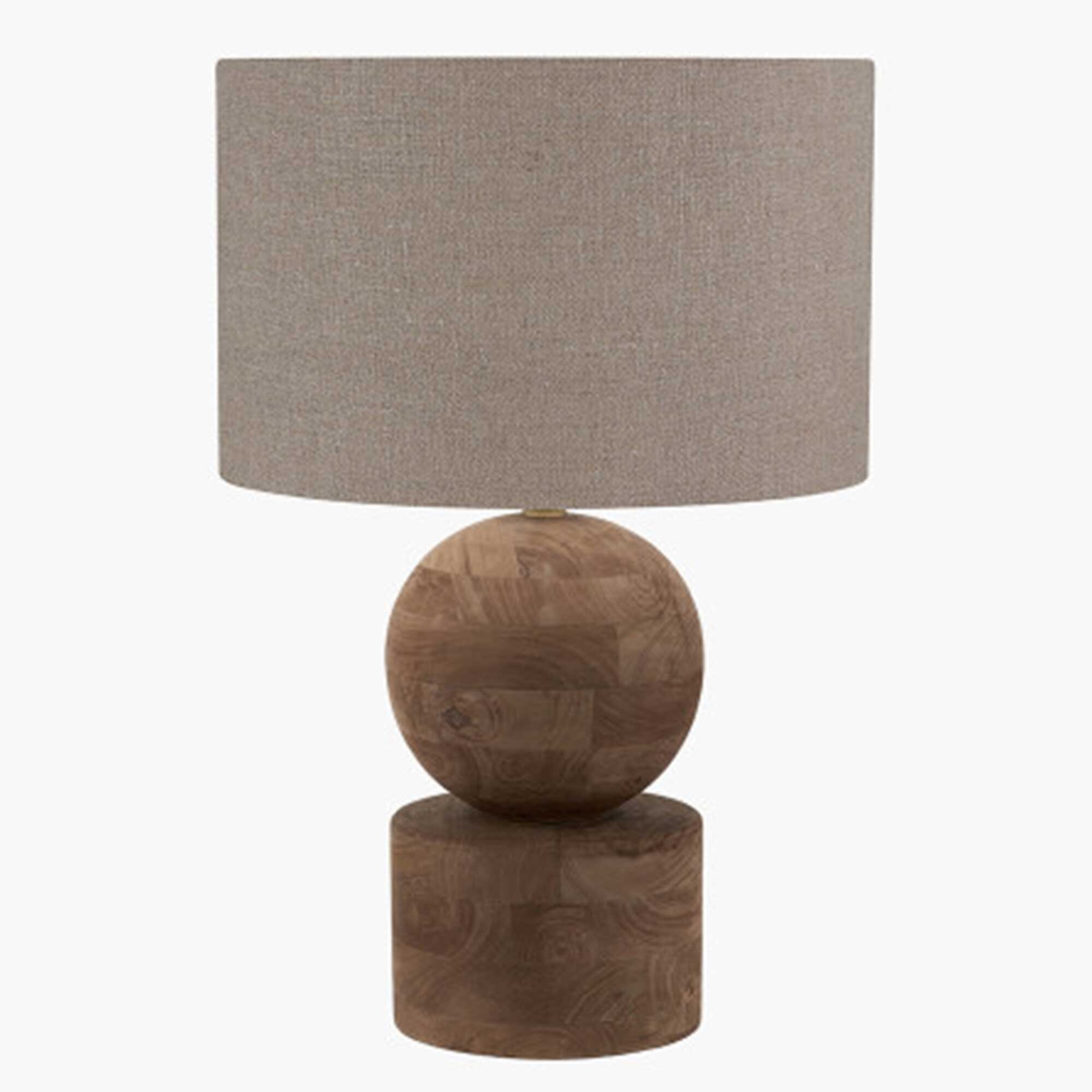 View Dark wood rounded table lamp in brown View Dark wood rounded table lamp in brown