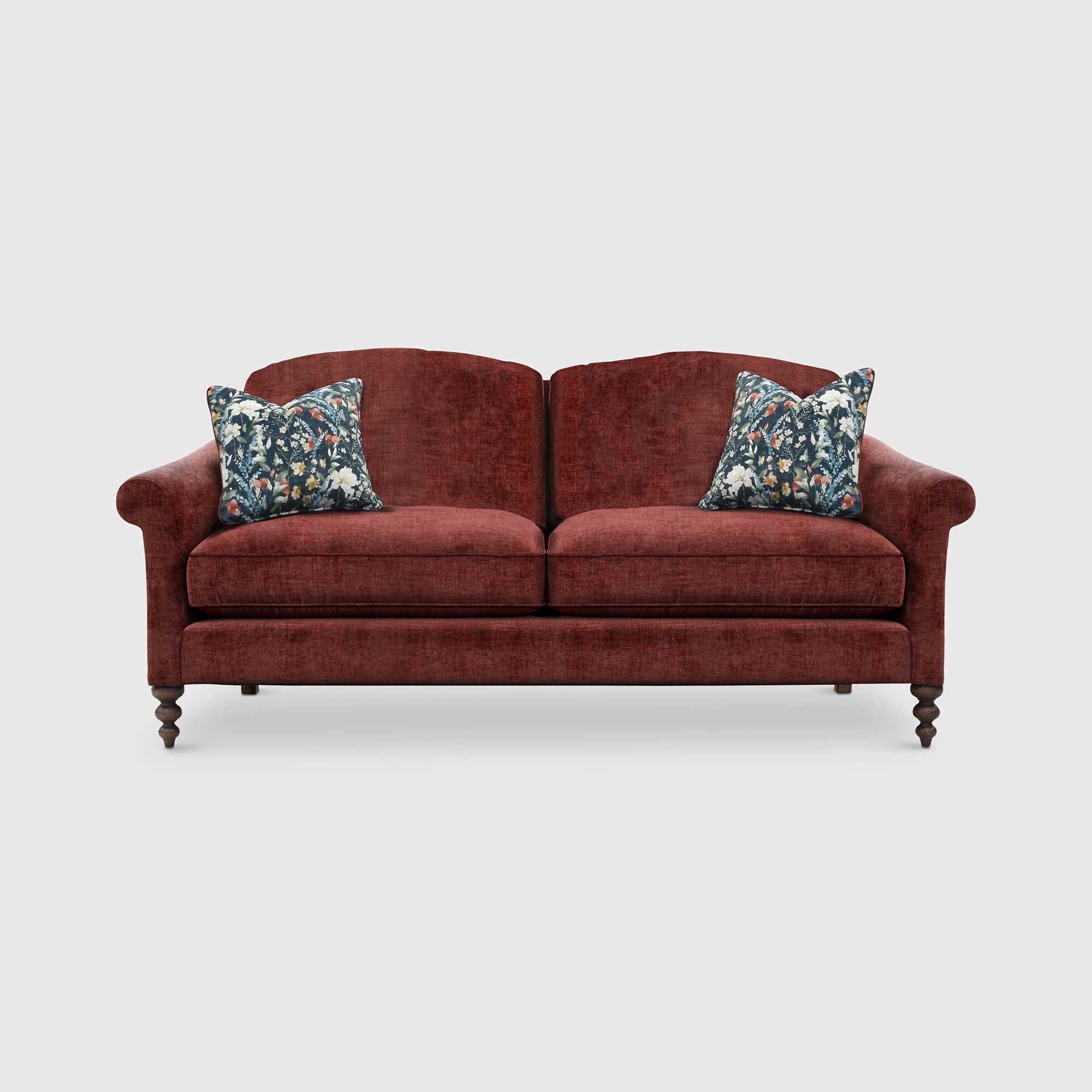 English heritage clover 26 small sofa with pre set scatters in red