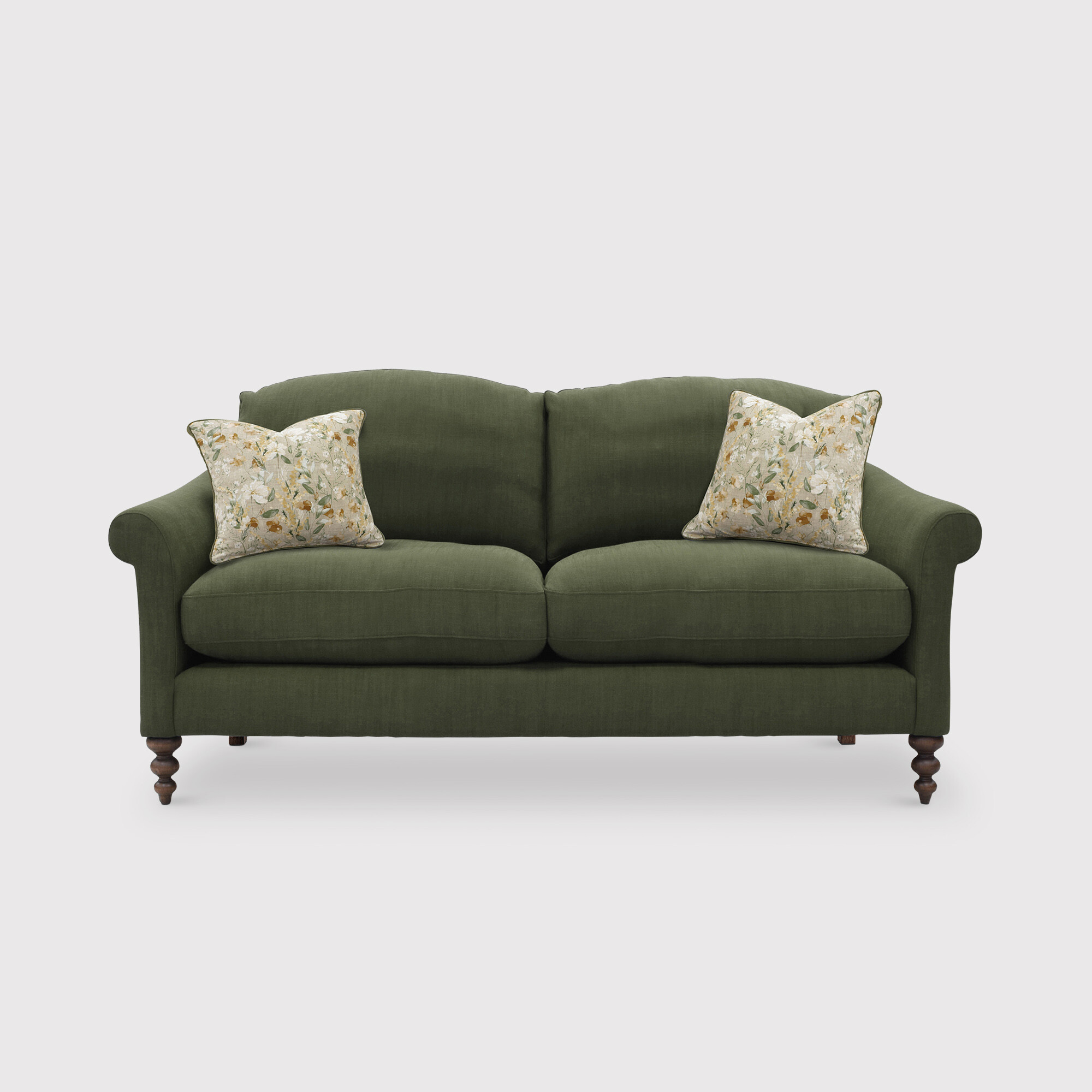 English heritage clover 26 small sofa with pre set scatters in green