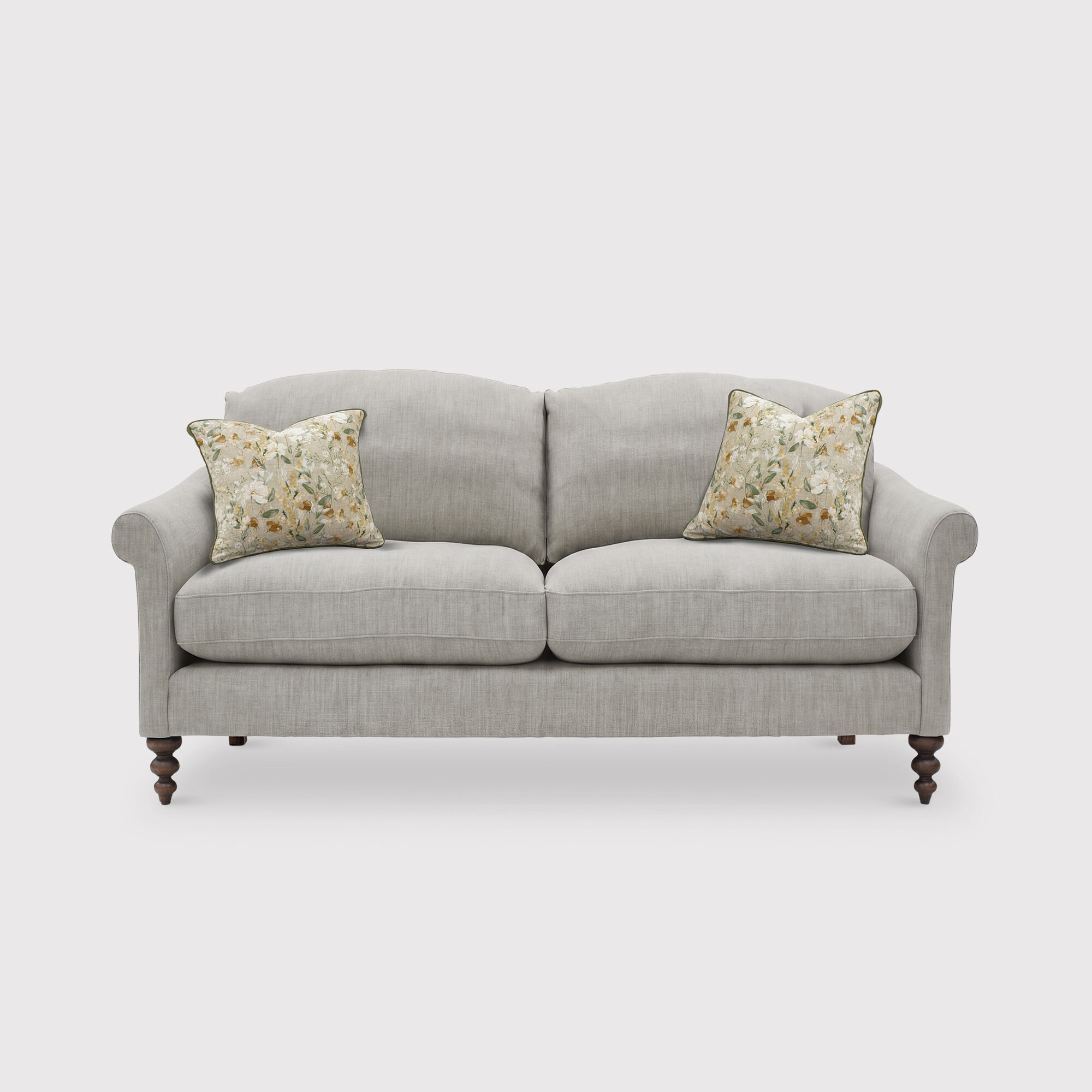 English heritage clover 26 small sofa with pre set scatters in grey