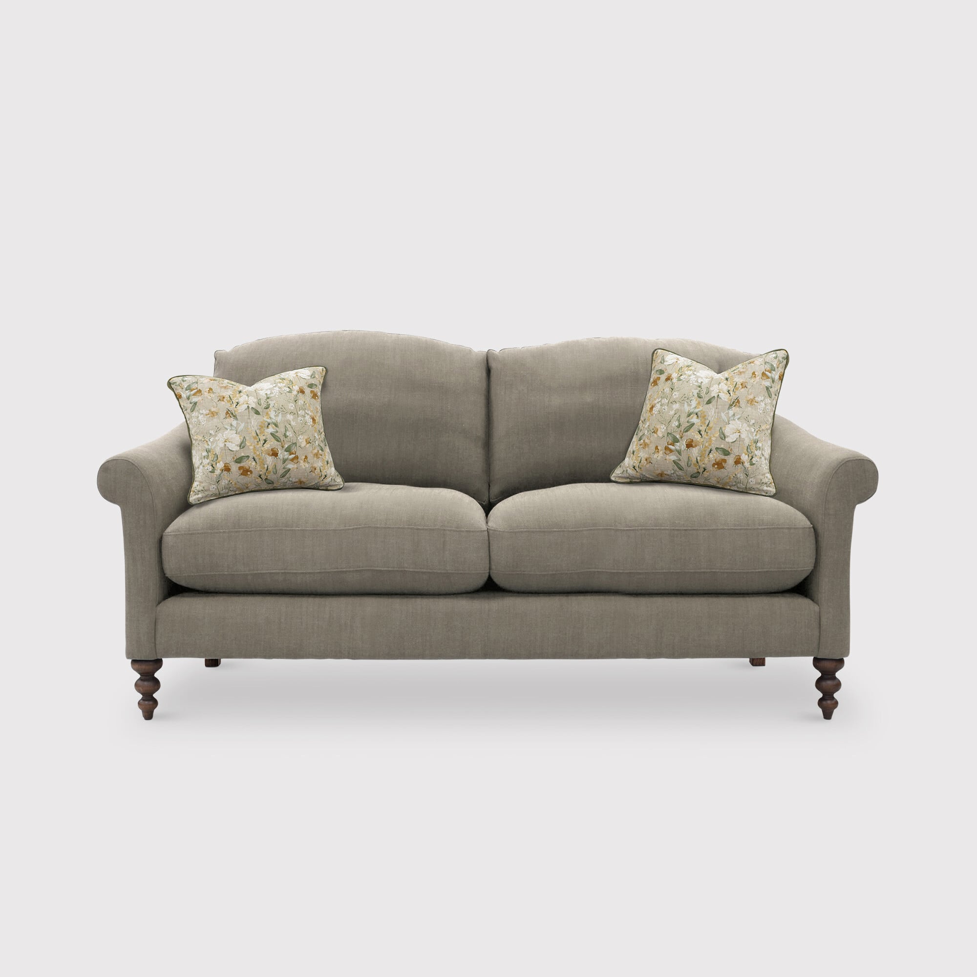 English heritage clover 26 small sofa with pre set scatters in grey