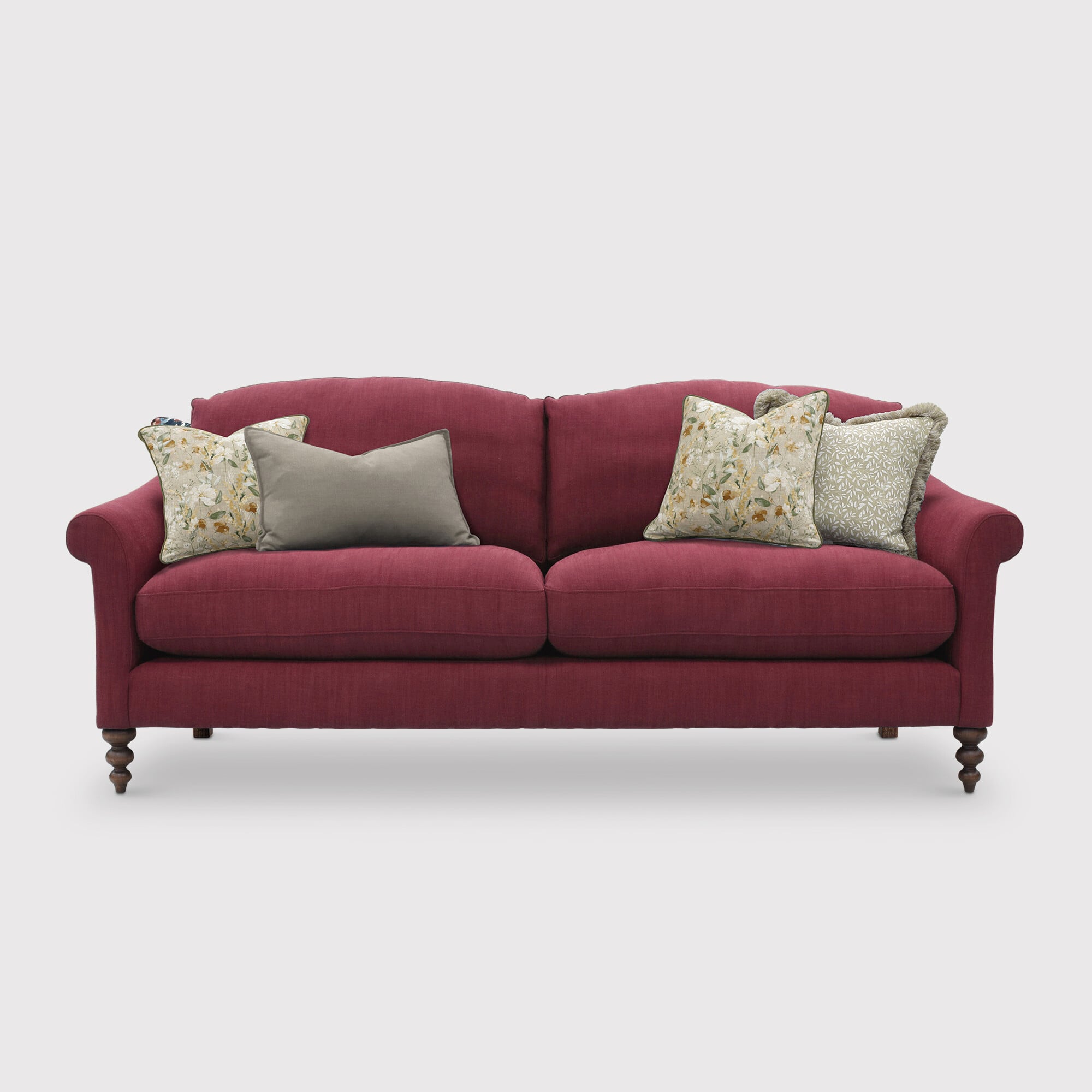 English heritage clover 26 large sofa with pre set scatters in red