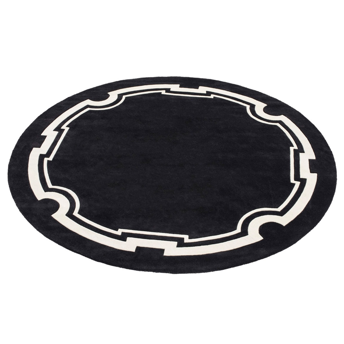 Eichholtz Palazzo Carpet 280 Cm Black Off-White Rug, Round | Barker & Stonehouse