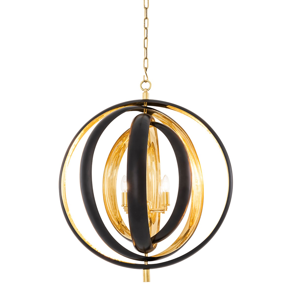 Eichholtz Riley Chandelier Gunmetal Finish Polished Brass, Gold | Barker & Stonehouse