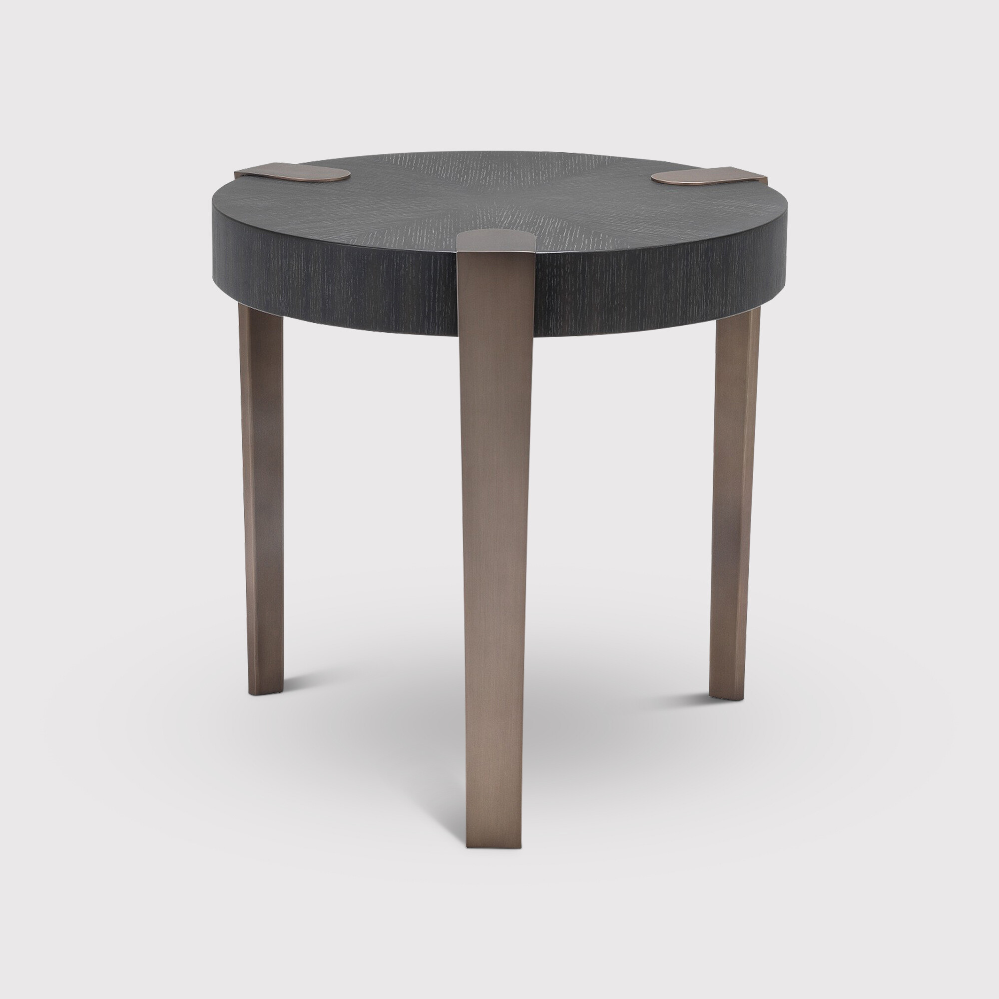 Eichholtz Oxnard Side Table Charcoal Grey Oak Veneer, Round, Black Wood | Barker & Stonehouse