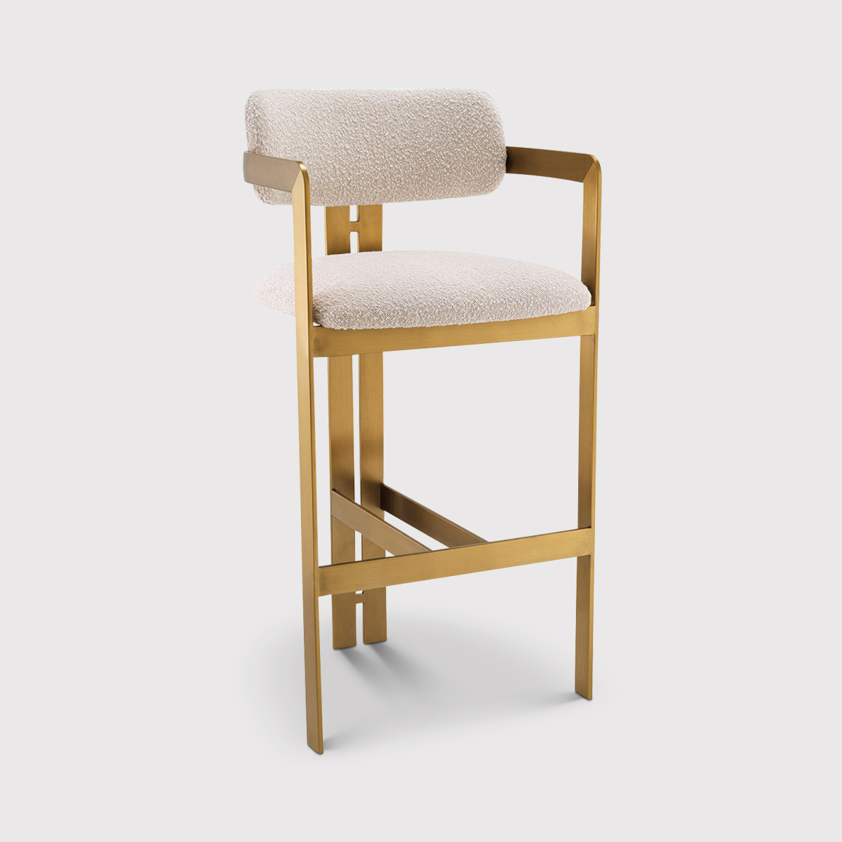 Eichholtz Donato Bar Dining Stool Brushed Brass Finish Boucl Cream | Barker & Stonehouse