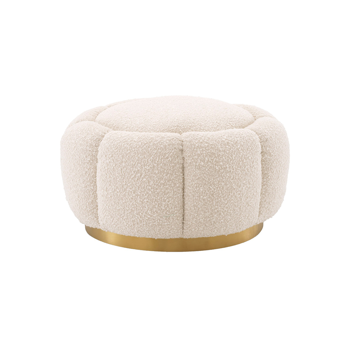 Eichholtz Ottoman Inger Boucl Cream, White | Barker & Stonehouse