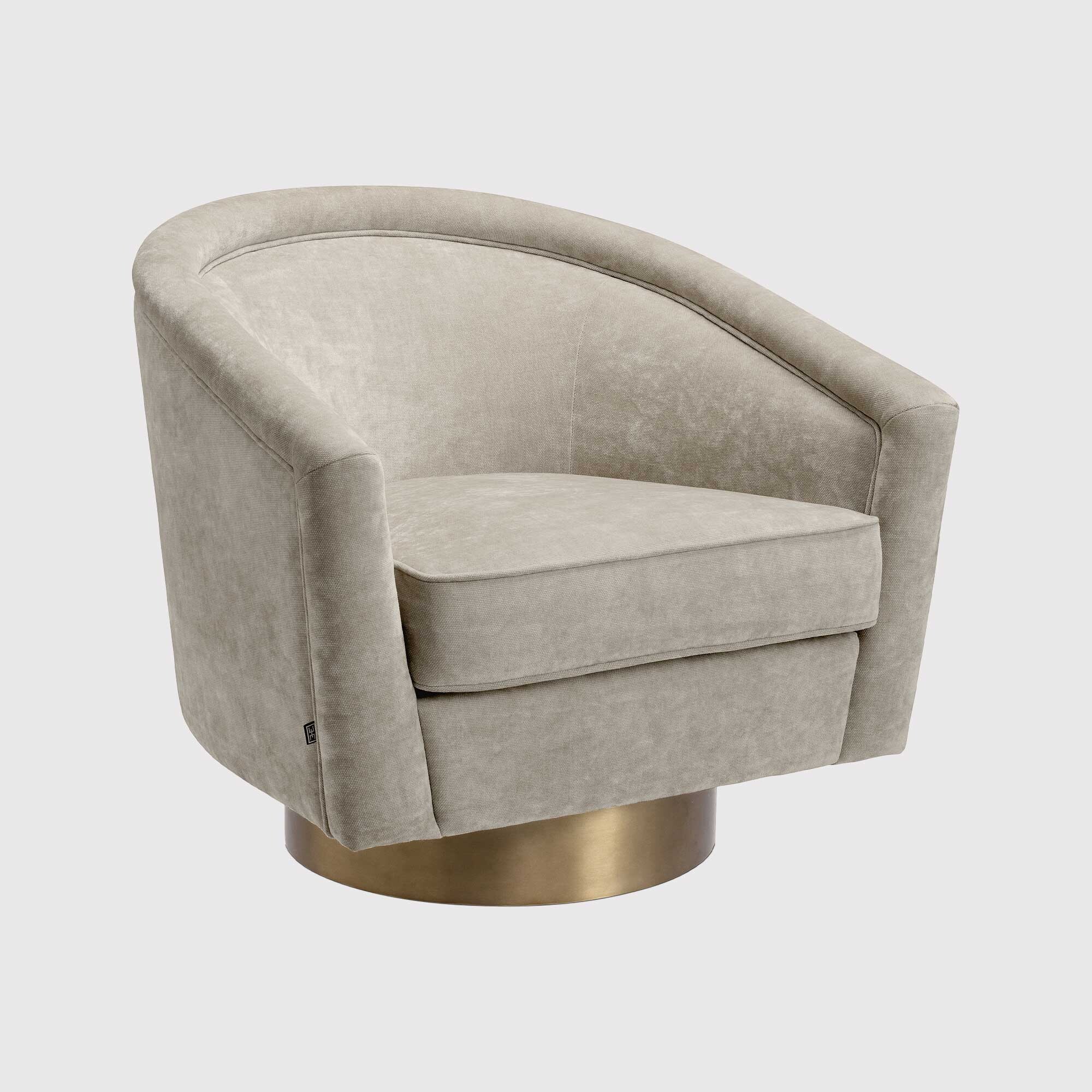 Eichholtz Catene Swivel Armchair, Neutral Fabric | Barker & Stonehouse