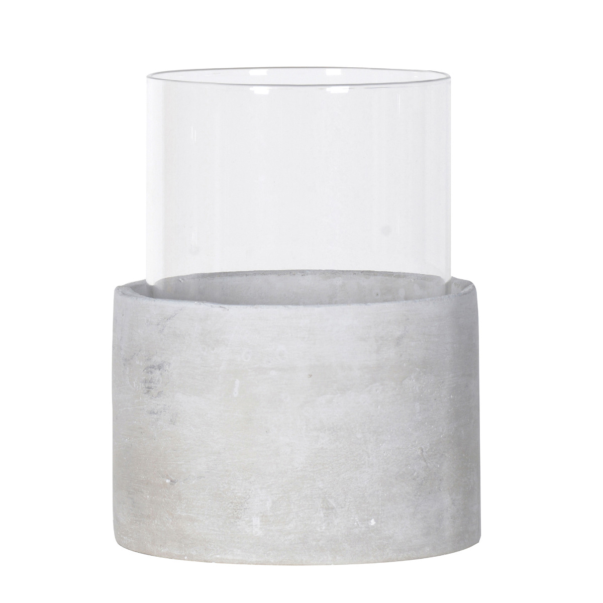Round Glasss/Cement Hurricane, Grey | Barker & Stonehouse