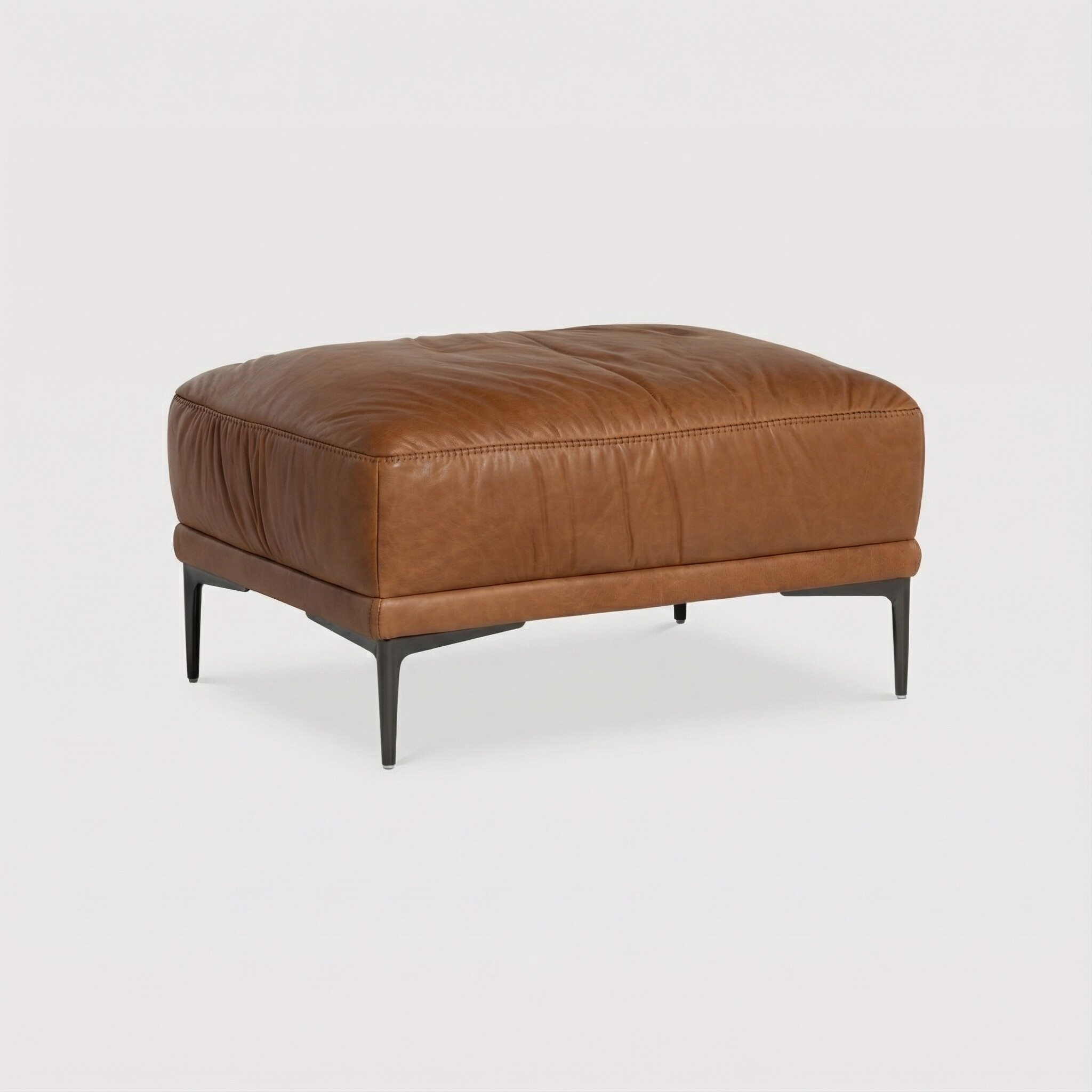 Epping footstool in brown leather