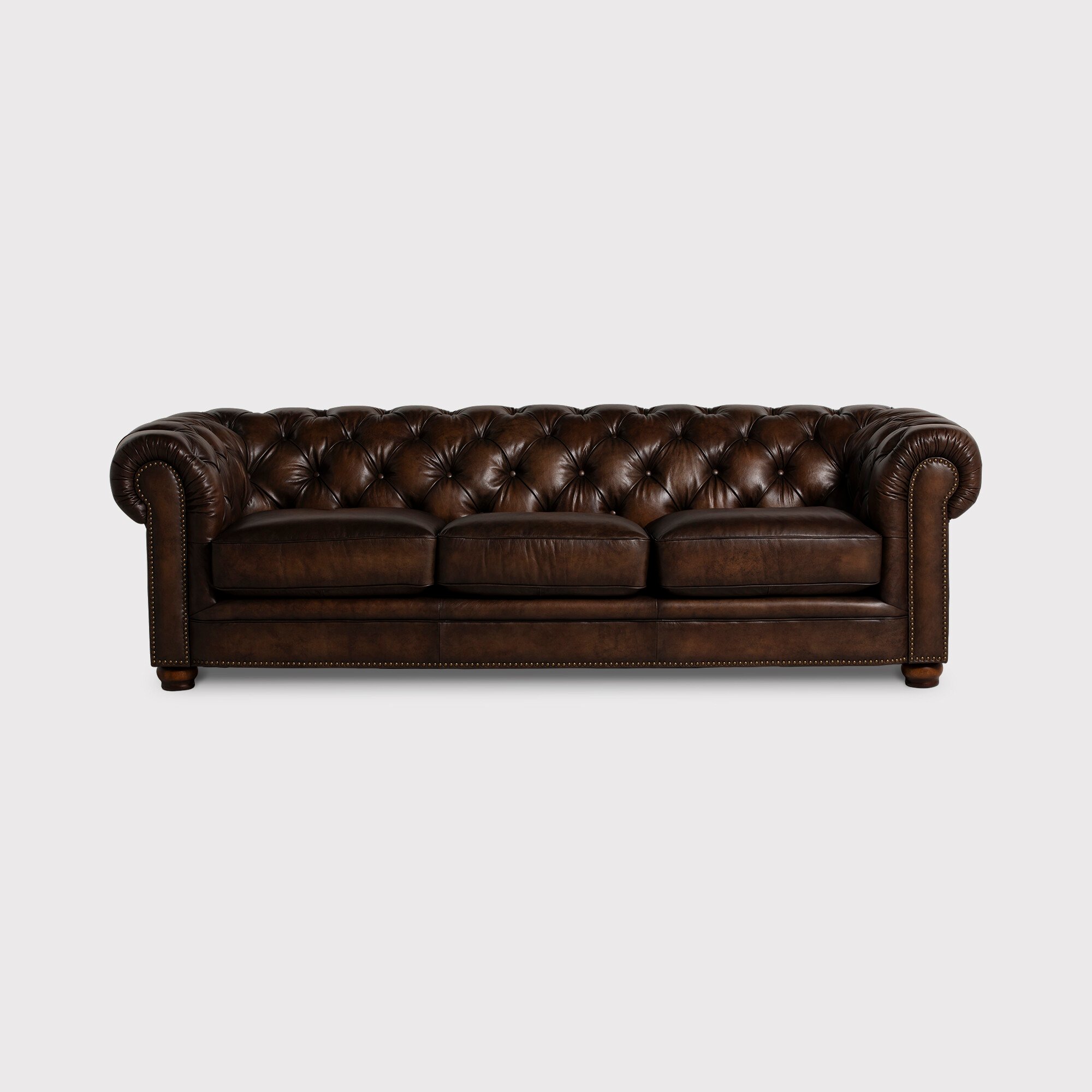 Everett 4 Seater Chesterfield Sofa, Brown Fabric | Barker & Stonehouse