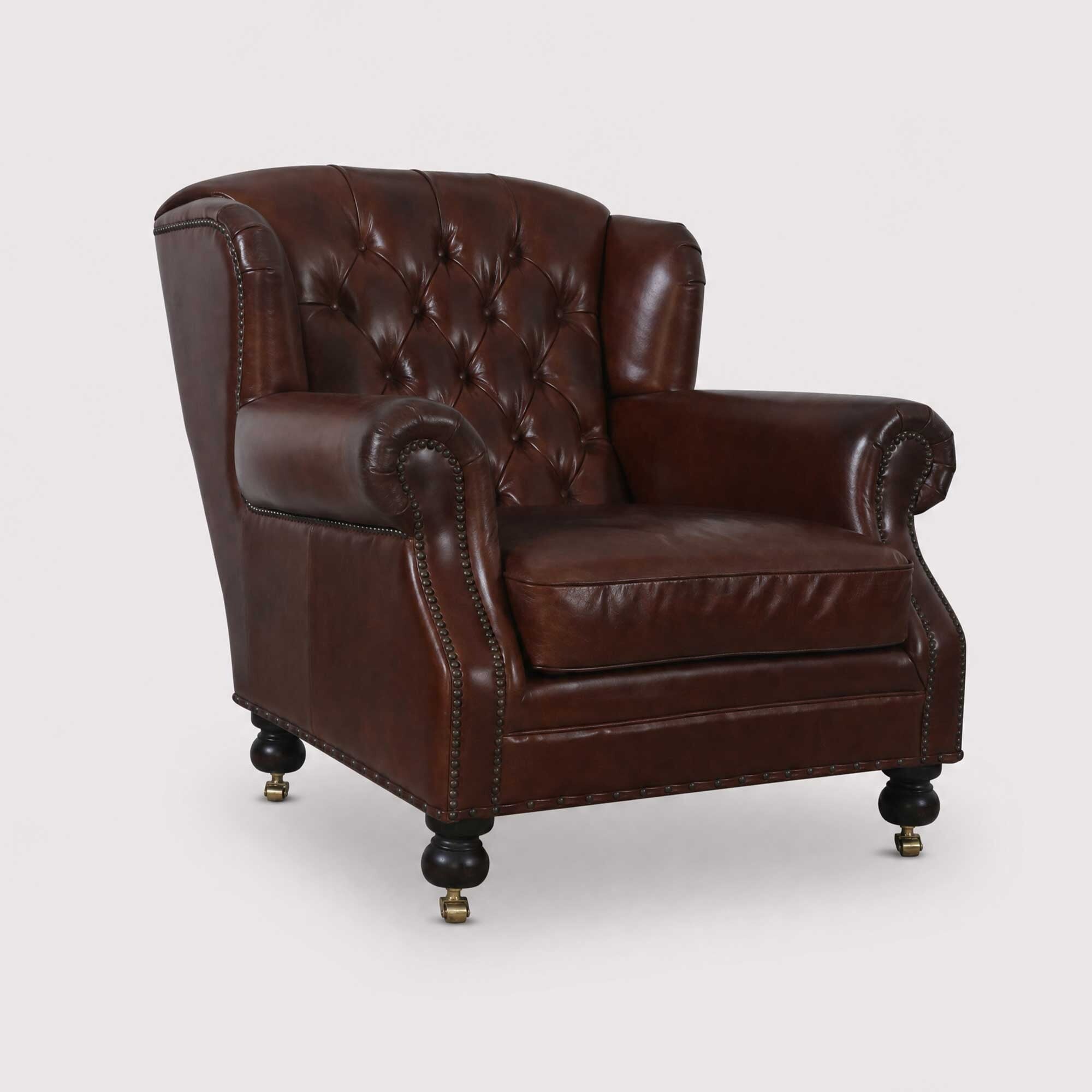 Fairford armchair in brown leather