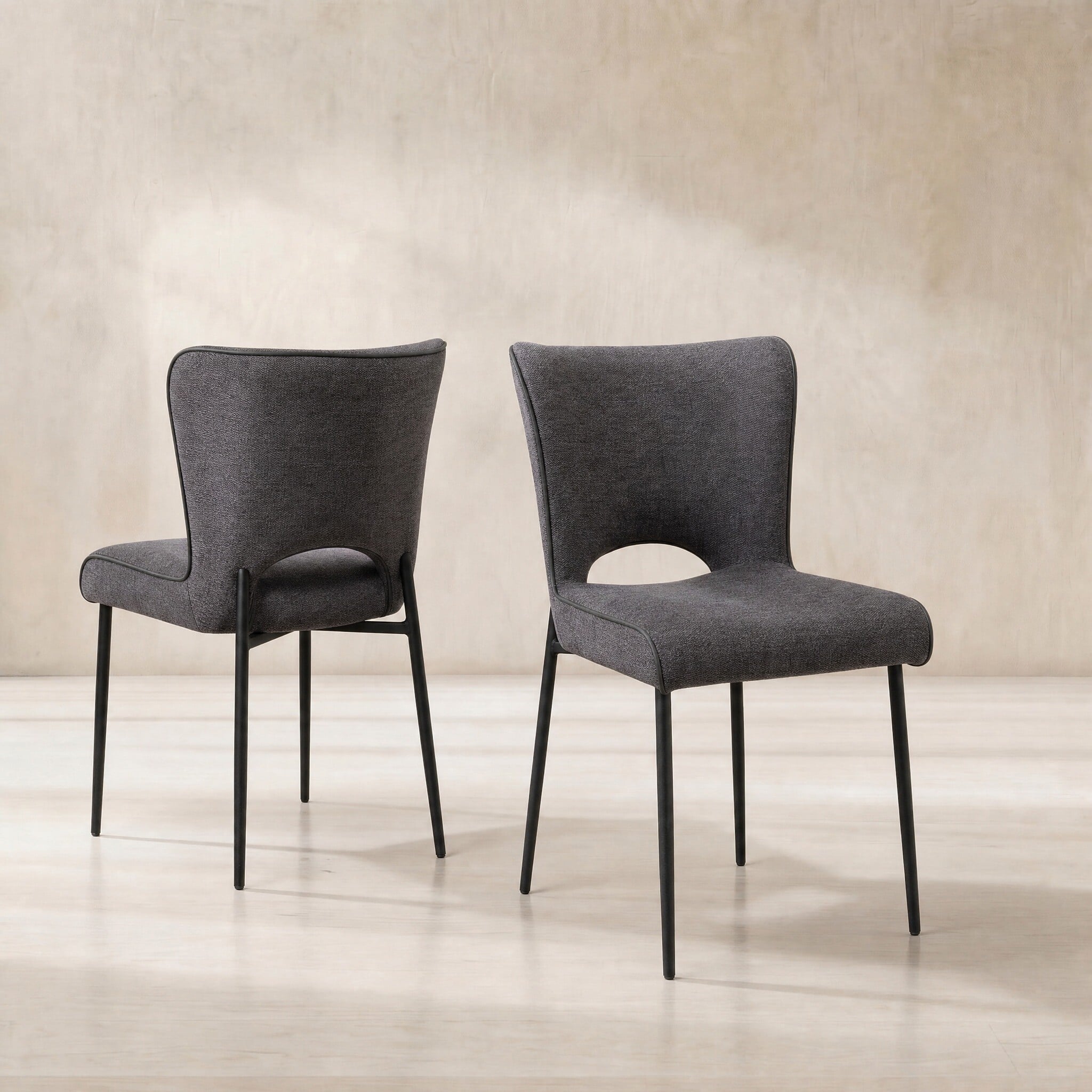 Galini dining chair dark grey fabric
