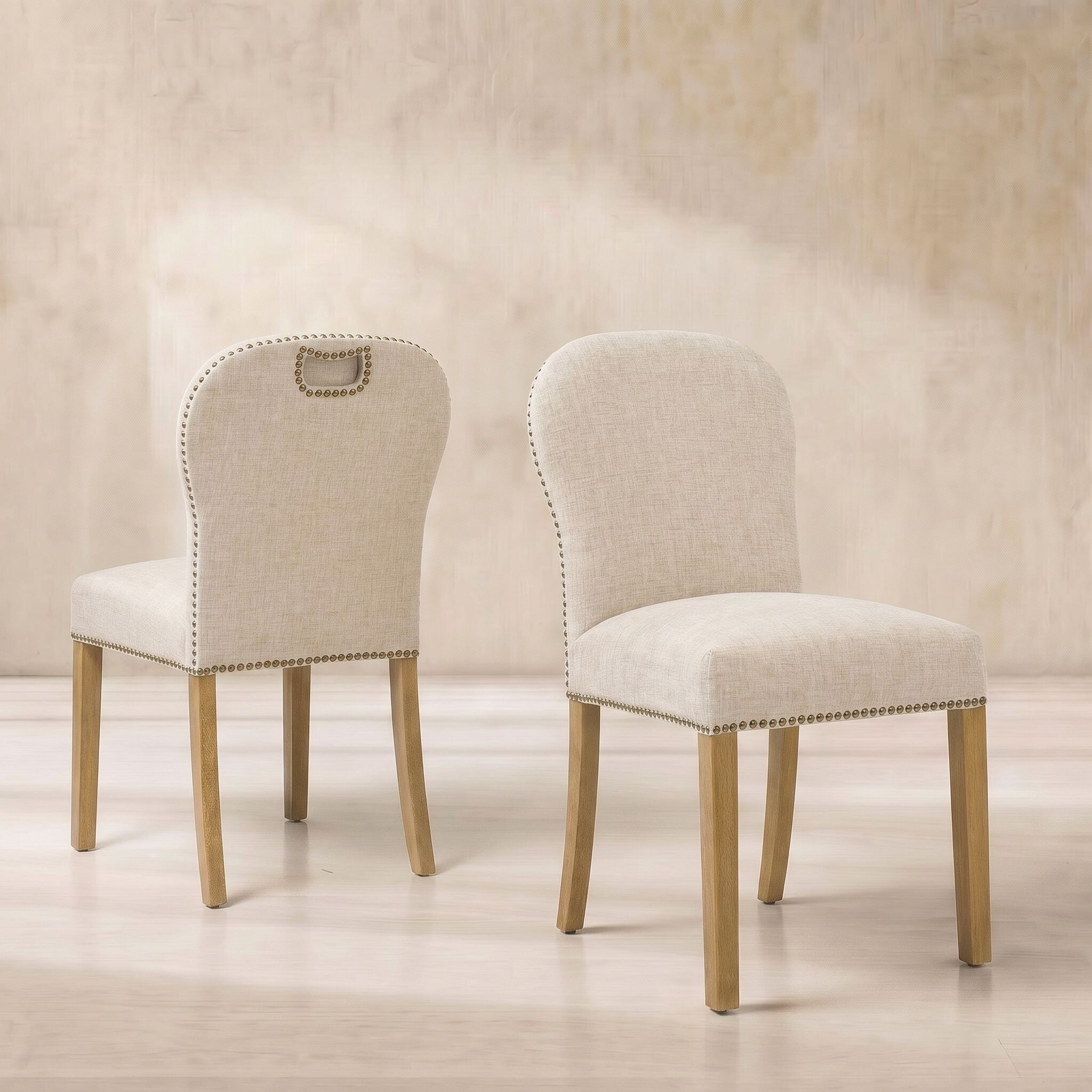 Gable dining chair in neutral fabric