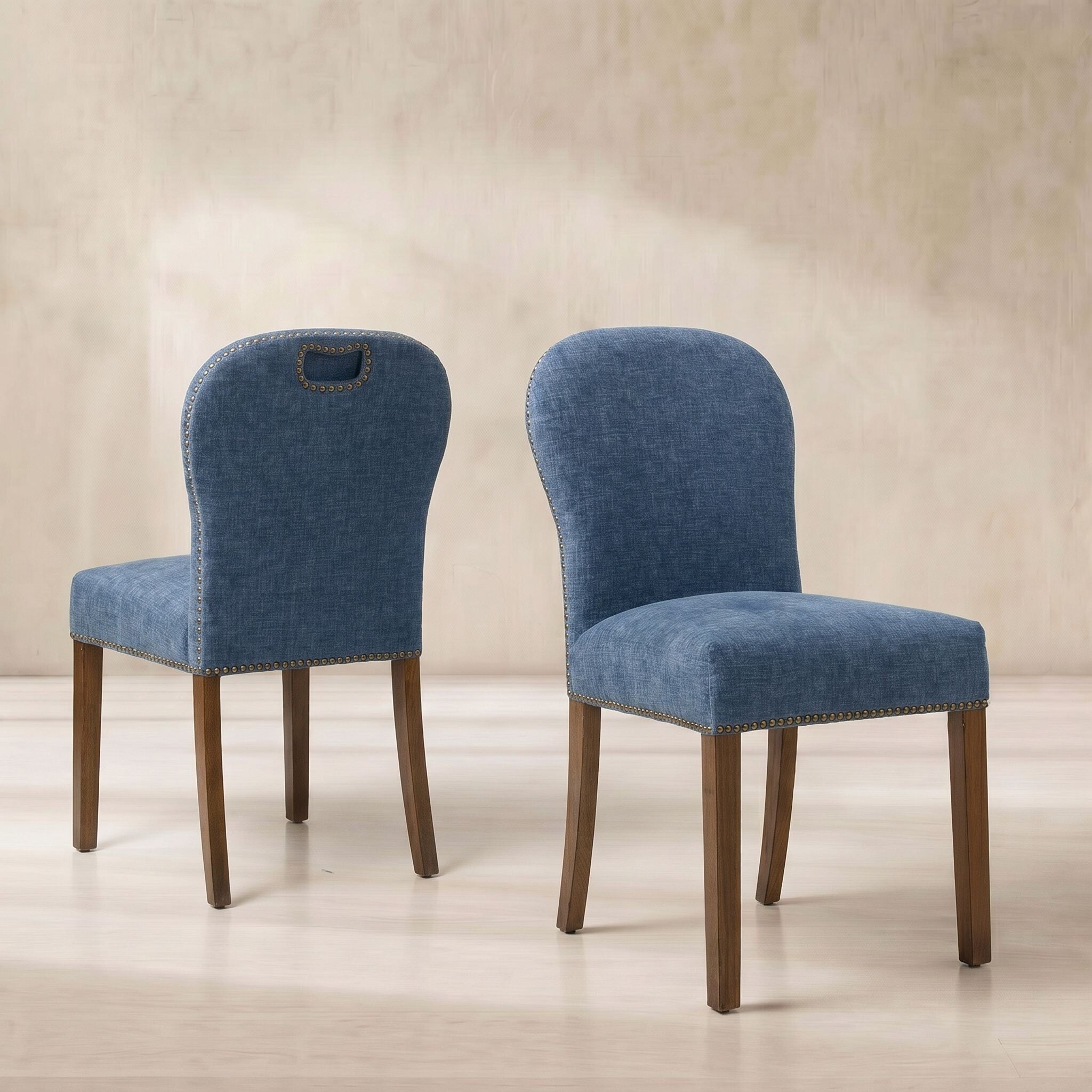 Gable dining chair in blue fabric