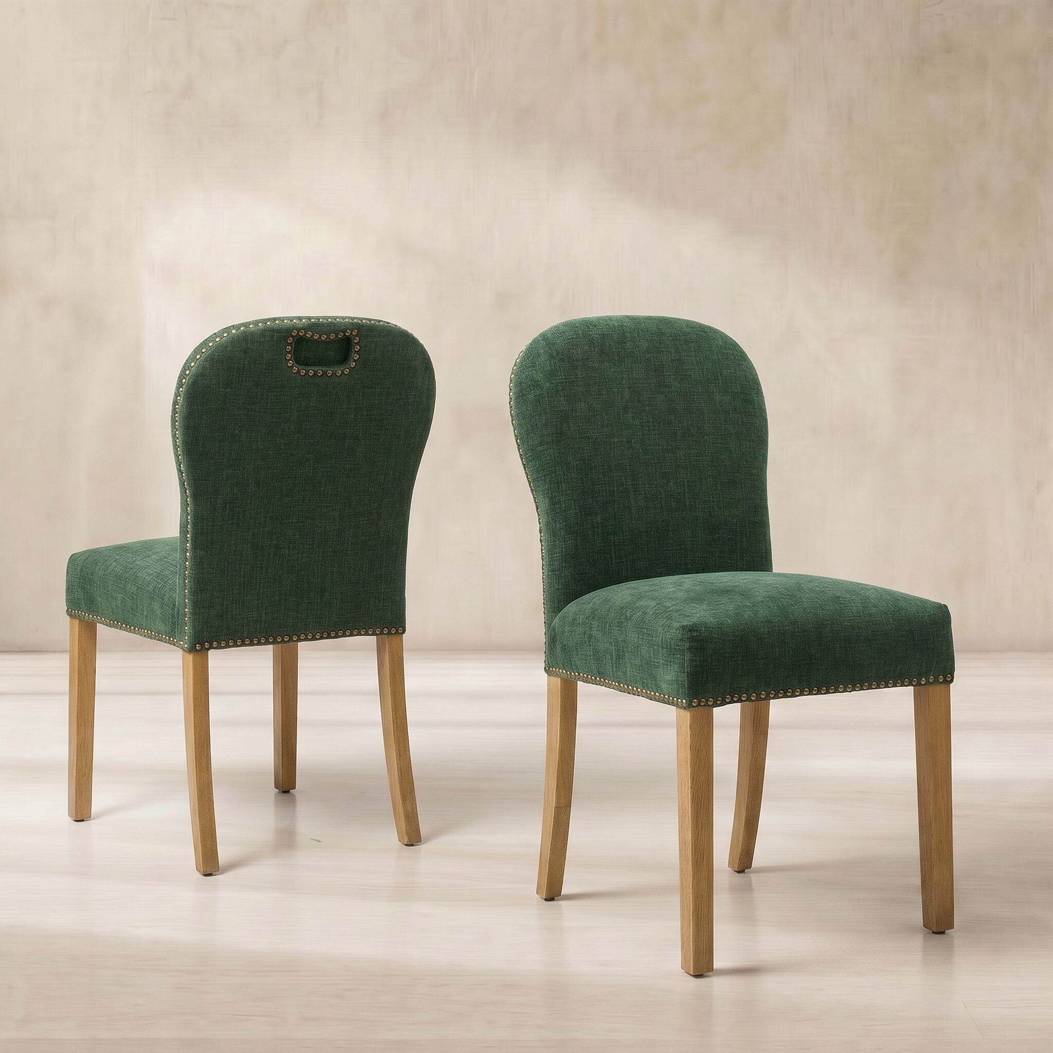 Gable dining chair in green fabric