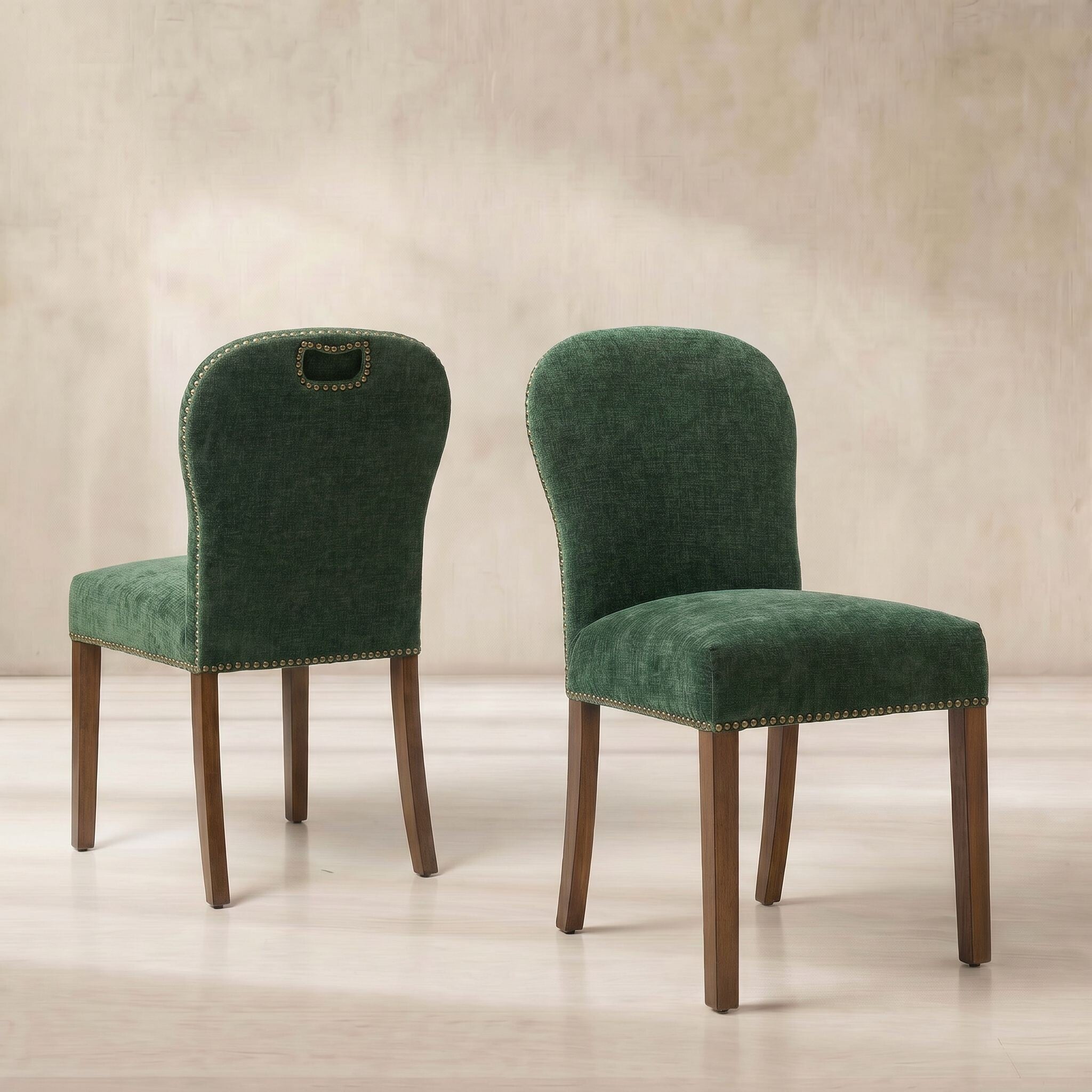 Gable dining chair in green fabric