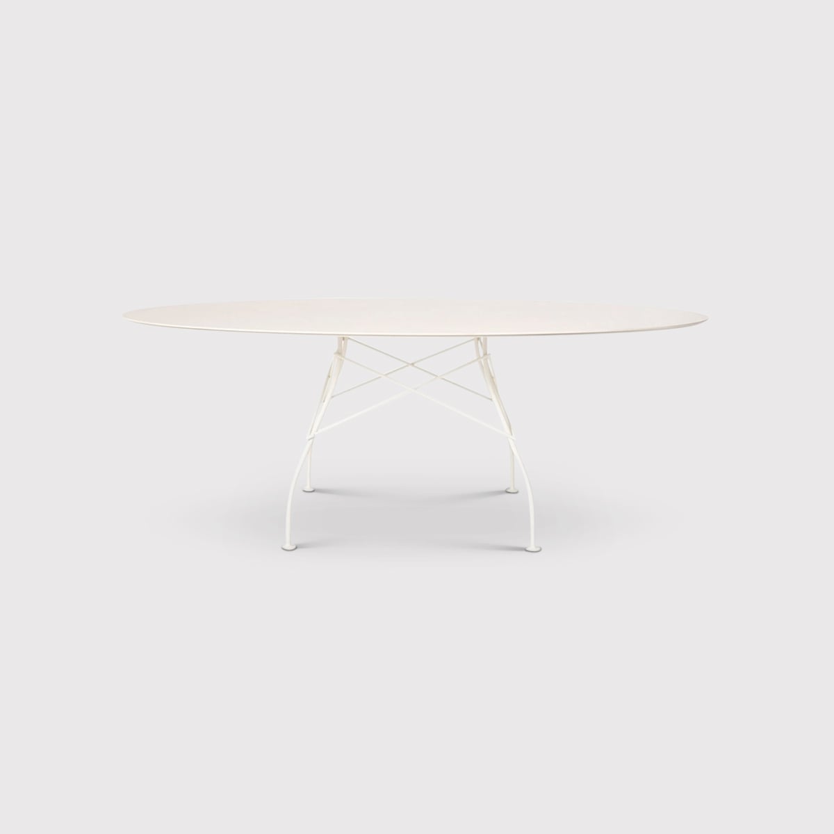 Kartell Glossy Outdoor Oval White Stoneware Top with White Base 192cm Dining Table, Seats 6