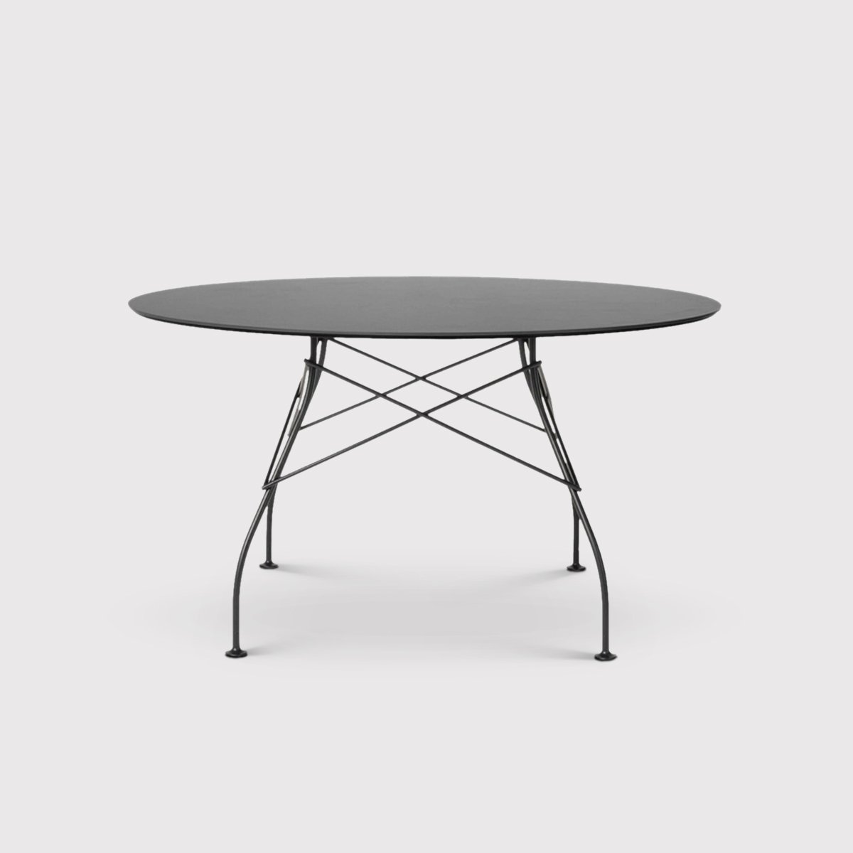 Kartell Glossy 128cm Round Table, Round, Black | Barker & Stonehouse
