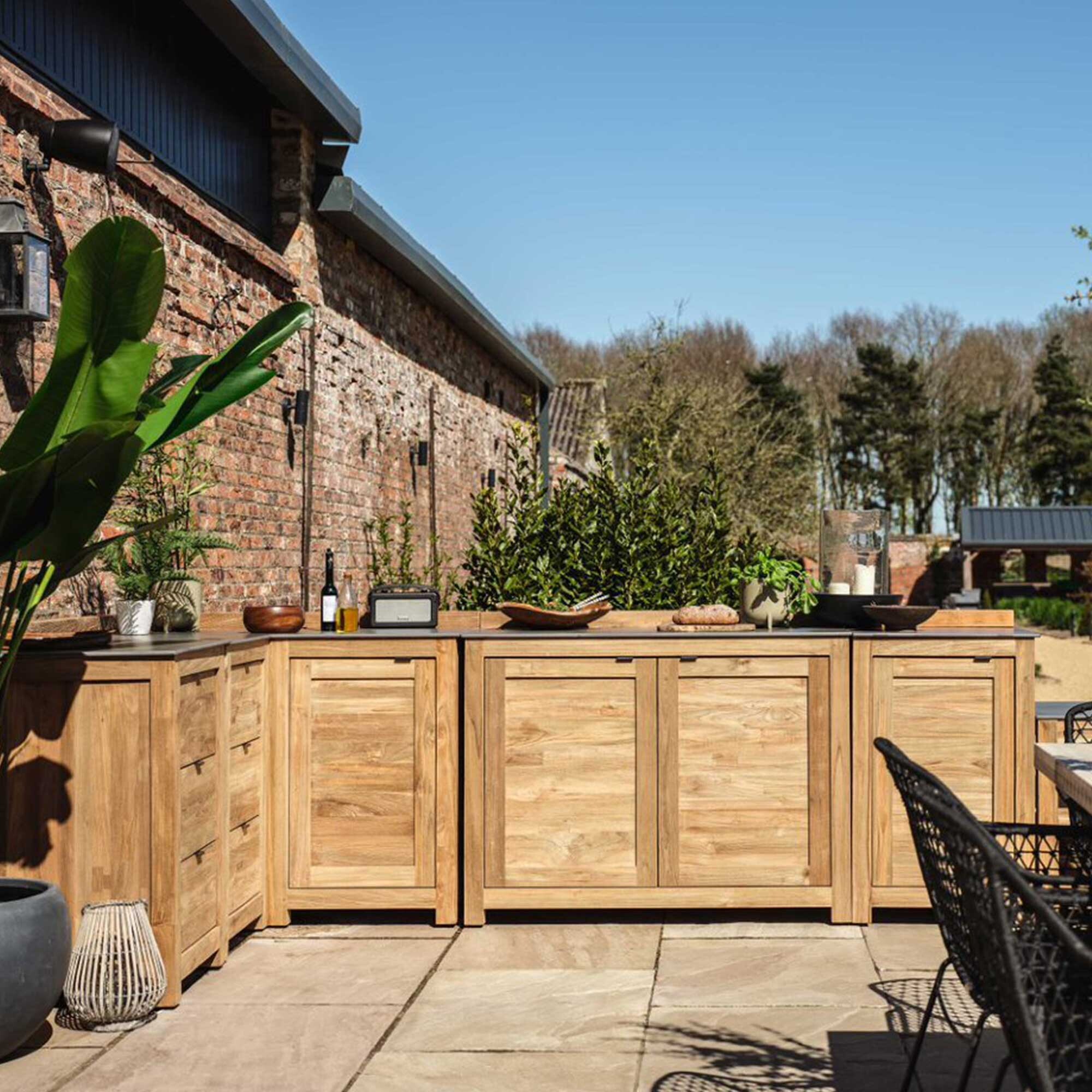 Photo inspiration: Fresh Look at Grenada Reclaimed Teak Wood Garden 3 Drawer Grill Table Natural