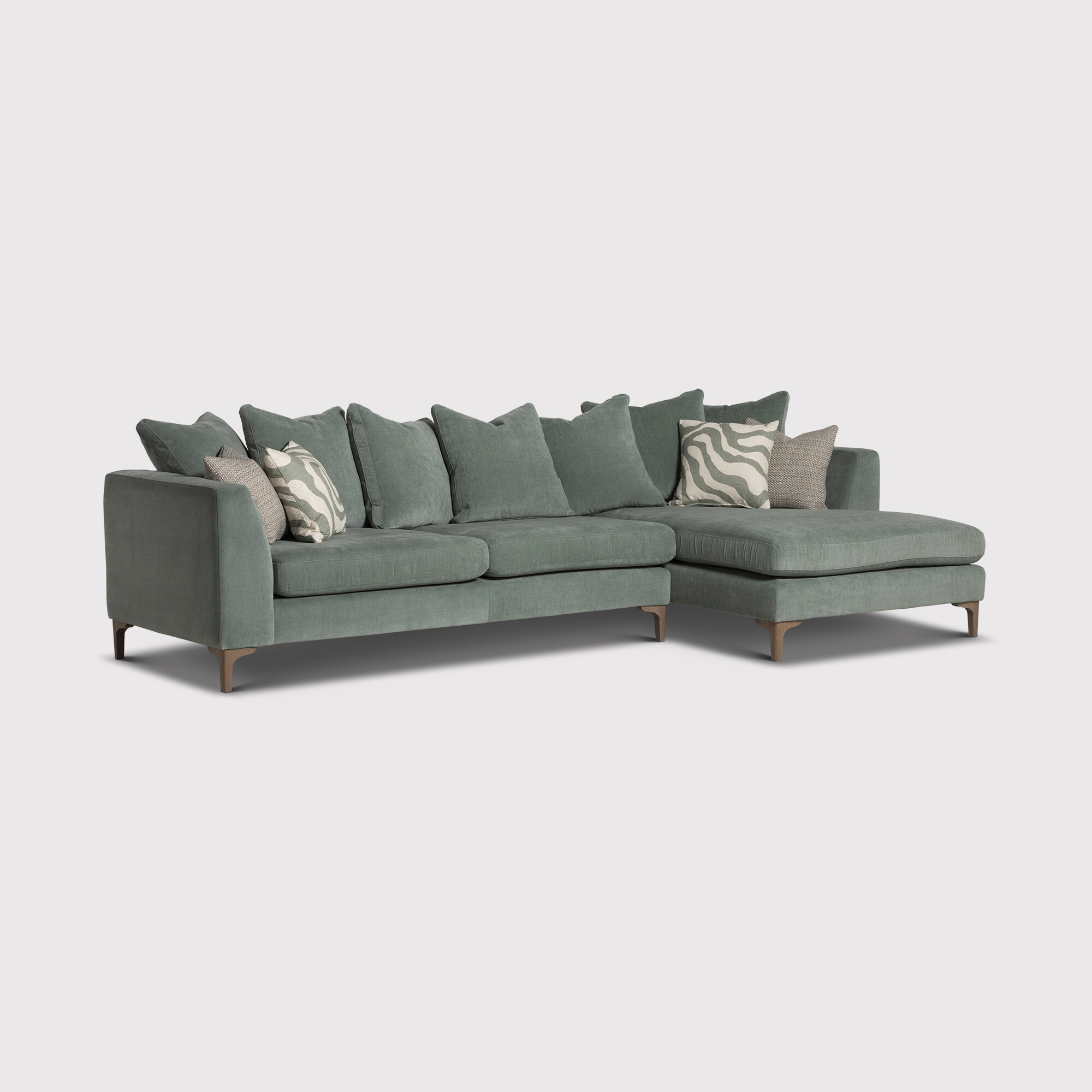 Gramercy Large Right Hand Facing Chaise Corner Sofa, Green Fabric | Barker & Stonehouse