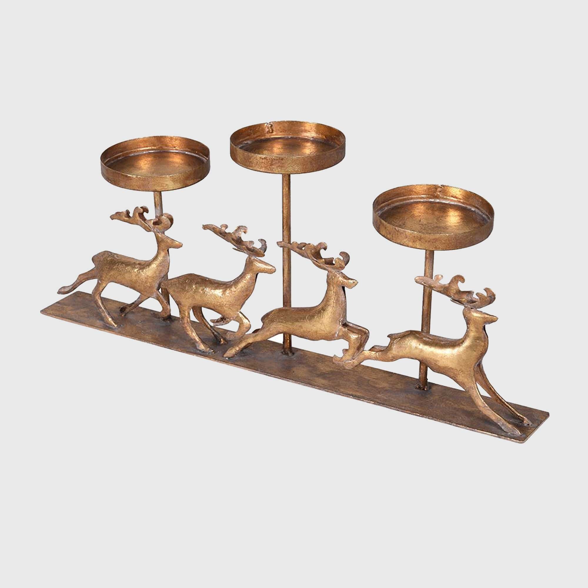 Gold Reindeer Candleholder Metal | Barker & Stonehouse thumbnail