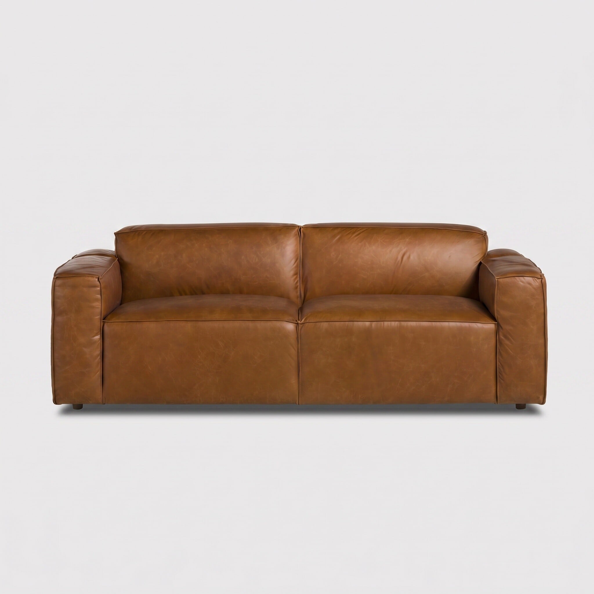 Horne 2 seater sofa brown+dusty oak leather