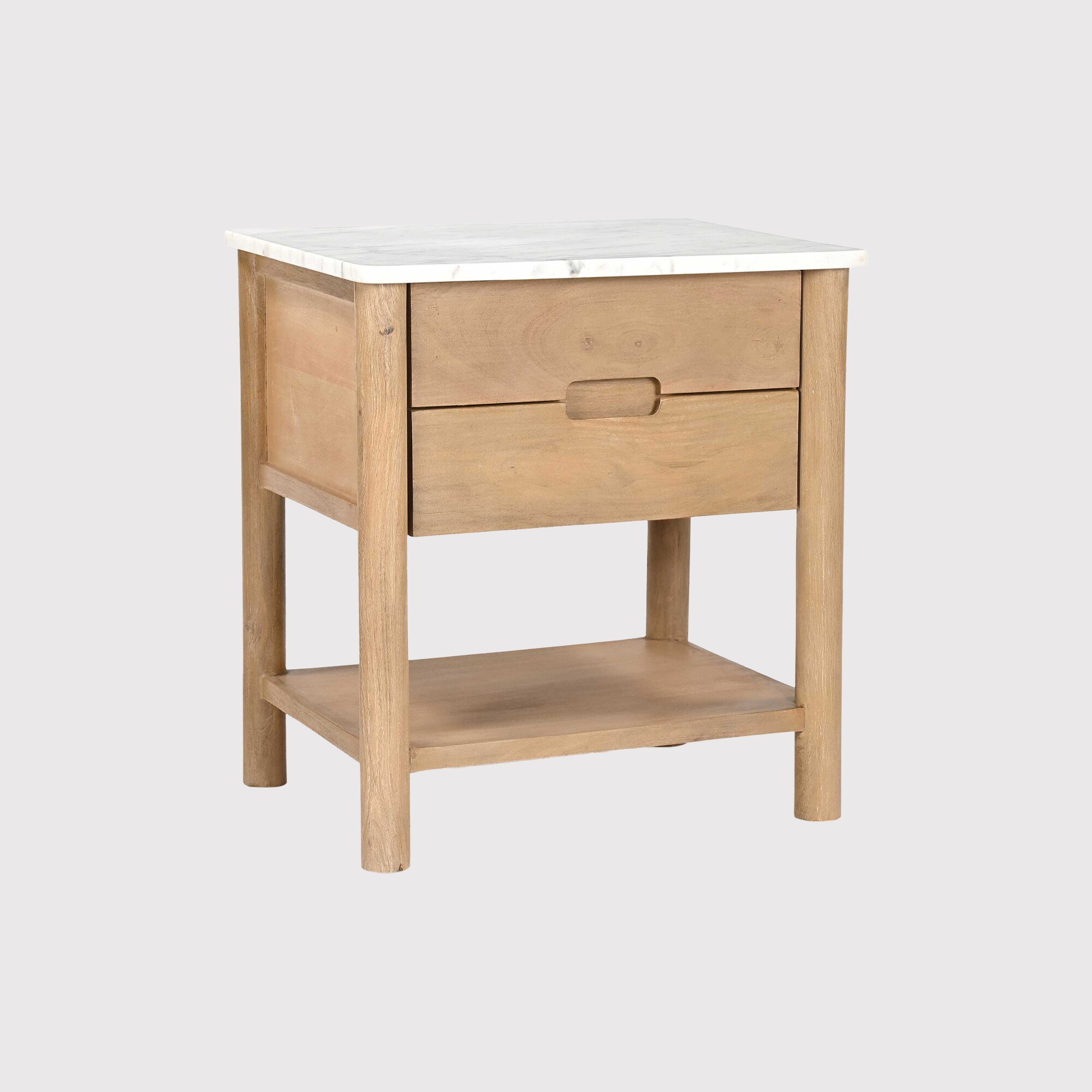 Asher 2 Drawer Side Table 55cm, White | Barker & Stonehouse