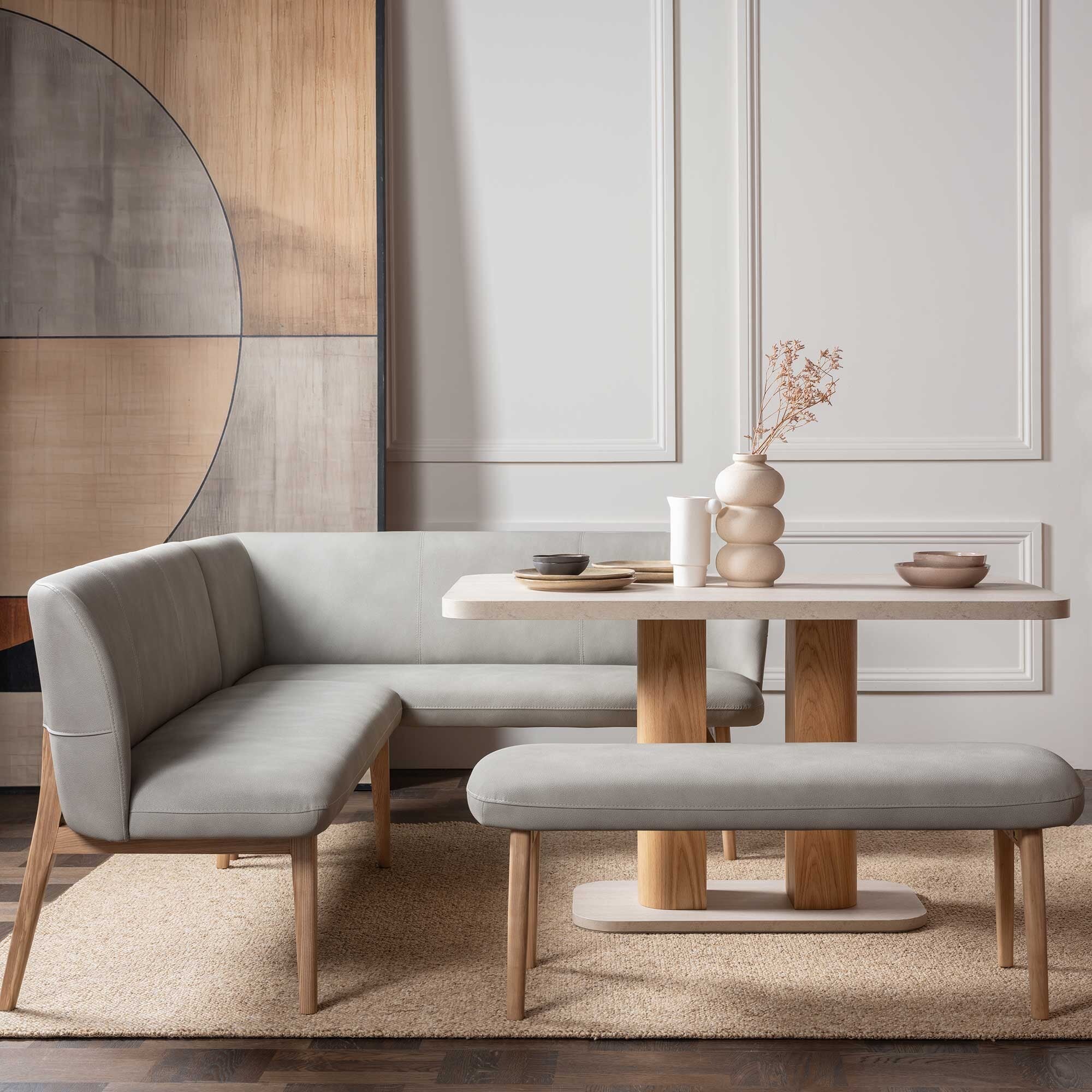 Harbour dining corner set left in neutral stone effect