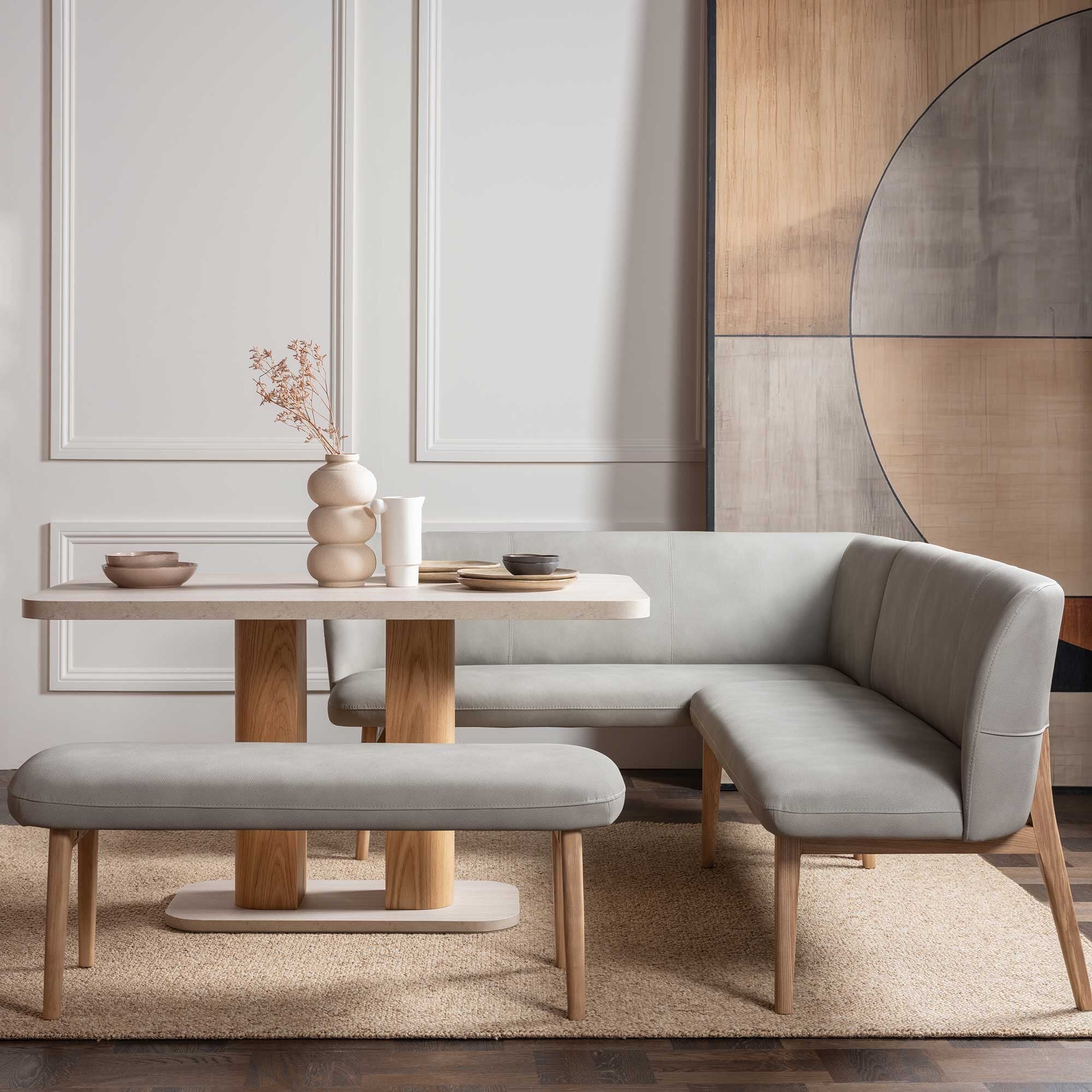 Harbour dining corner set right in neutral stone effect