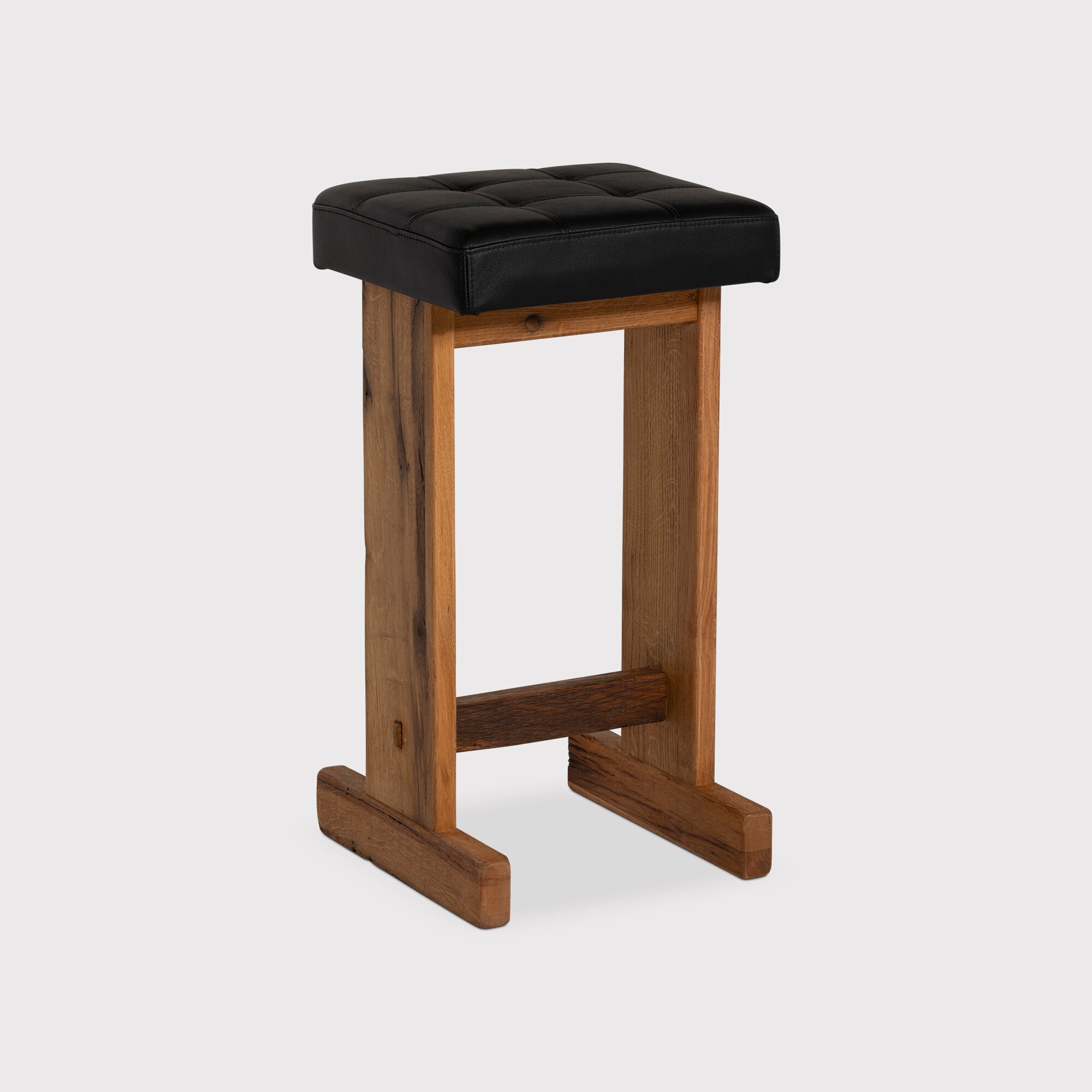Caledon bar bar stool - leather l01 41x40x77cm in brown oak