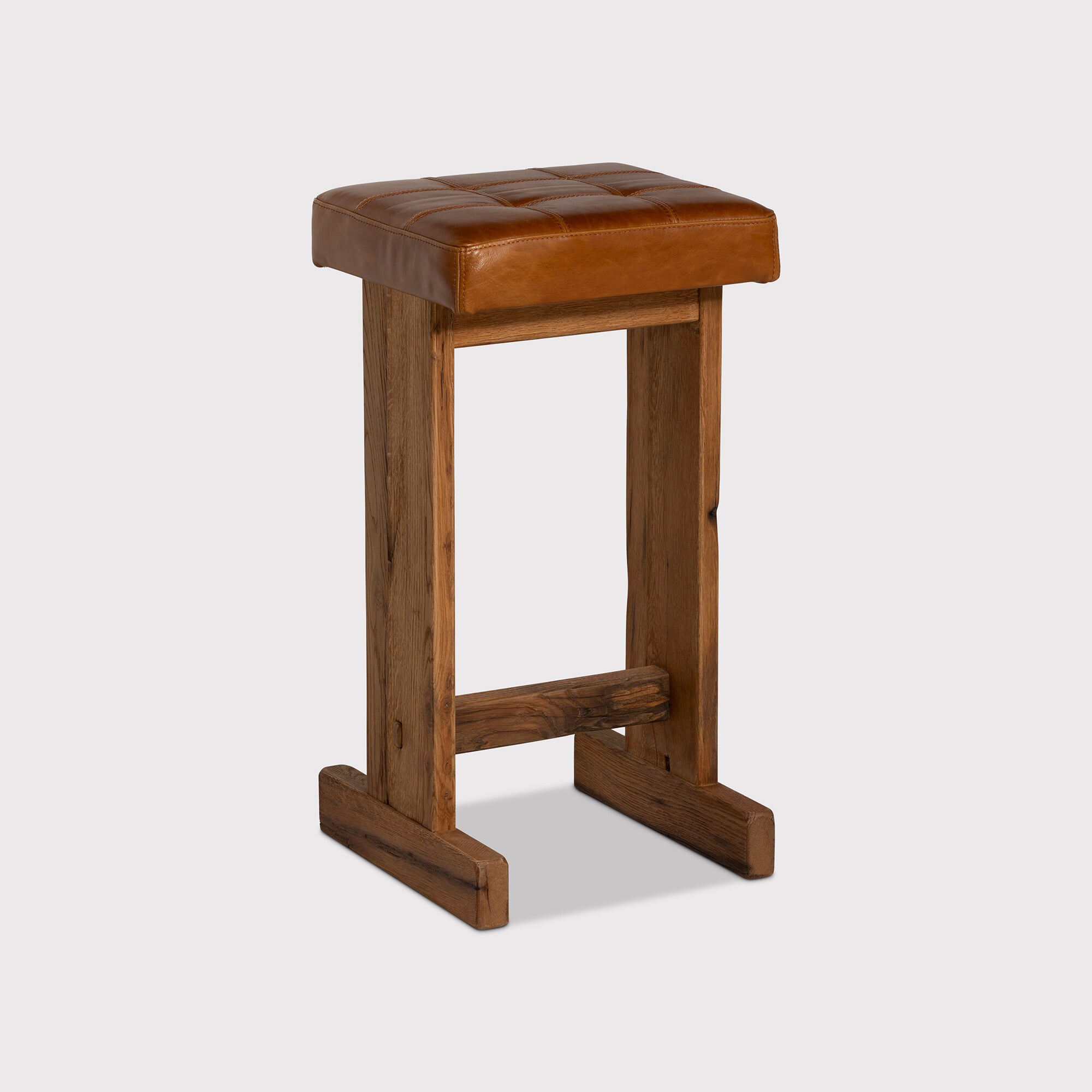 Caledon bar bar stool - leather l05 41x40x77cm in brown oak