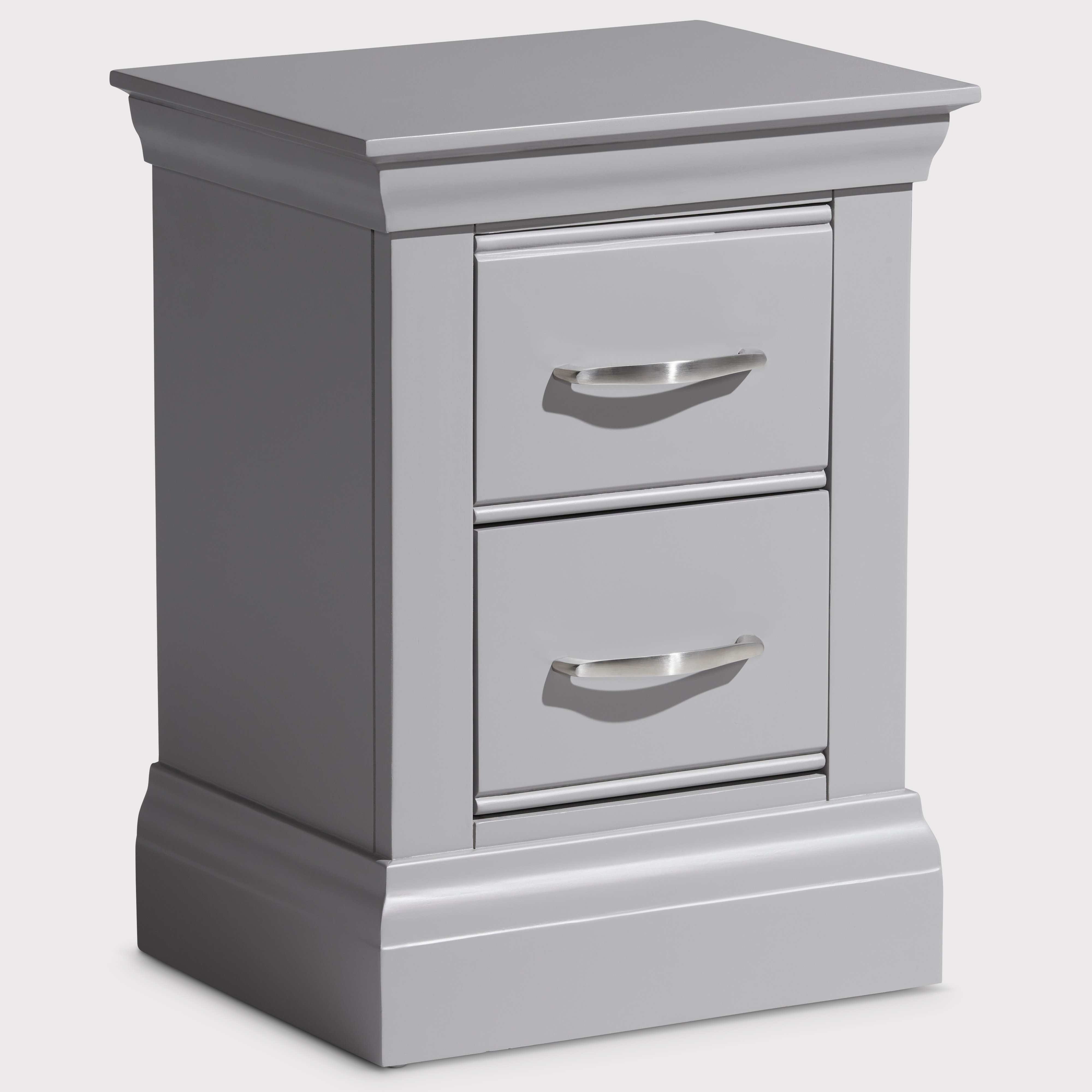 Helmsley Small 2 Drawer Bedside Table, Grey | Barker & Stonehouse