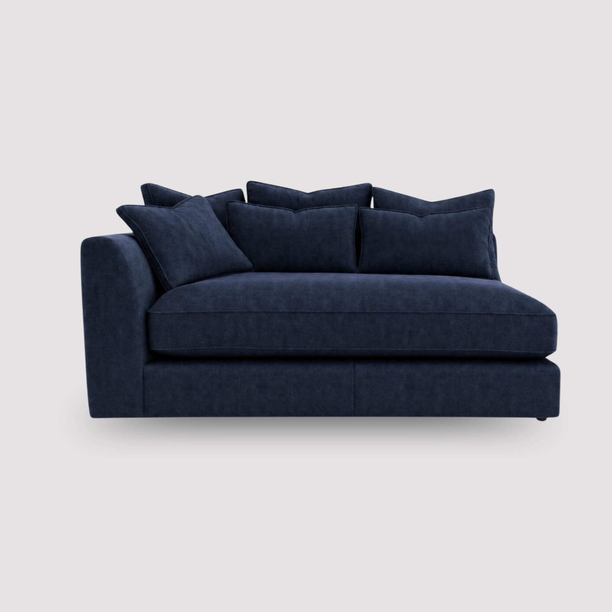Harrington 1 arm small modular sofa left in navy fabric