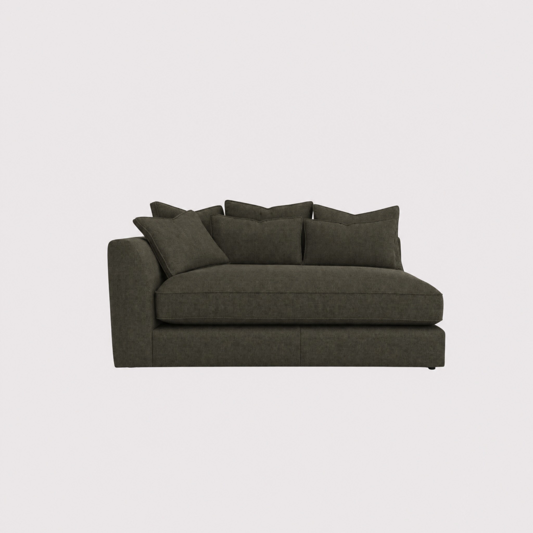 Harrington 1 arm small modular sofa left in green fabric