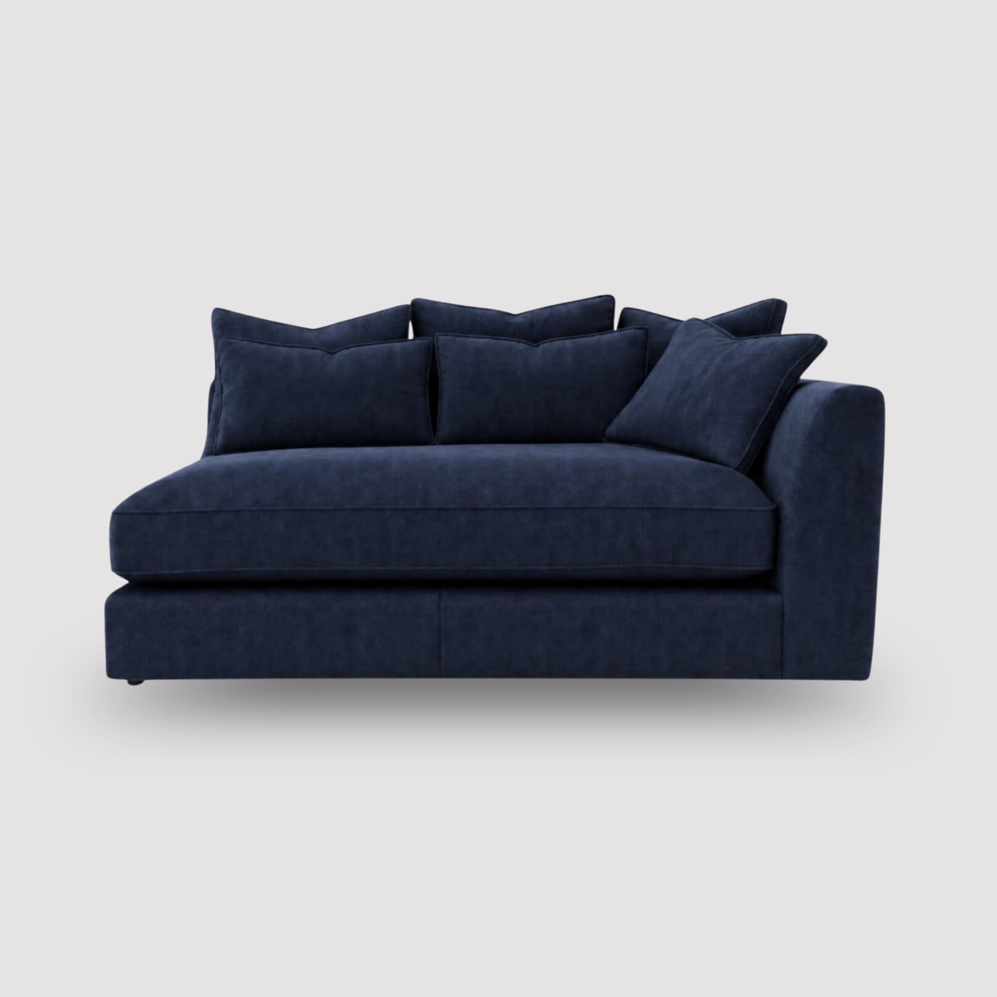 Harrington 1 arm small modular sofa right in navy fabric