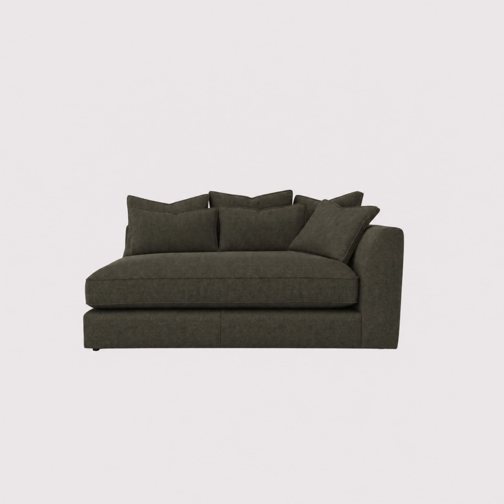 Harrington 1 arm small modular sofa right in green fabric