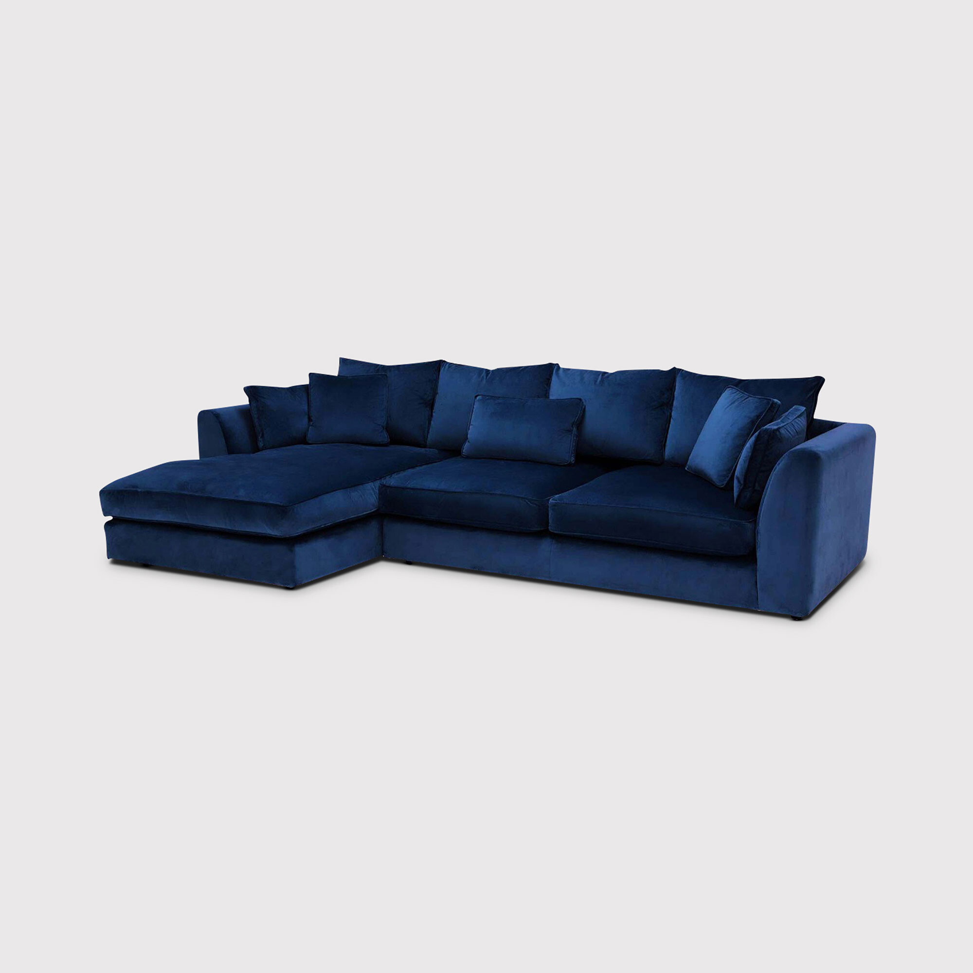 Harrington Large Chaise Corner Sofa Left, Blue Fabric | Barker & Stonehouse