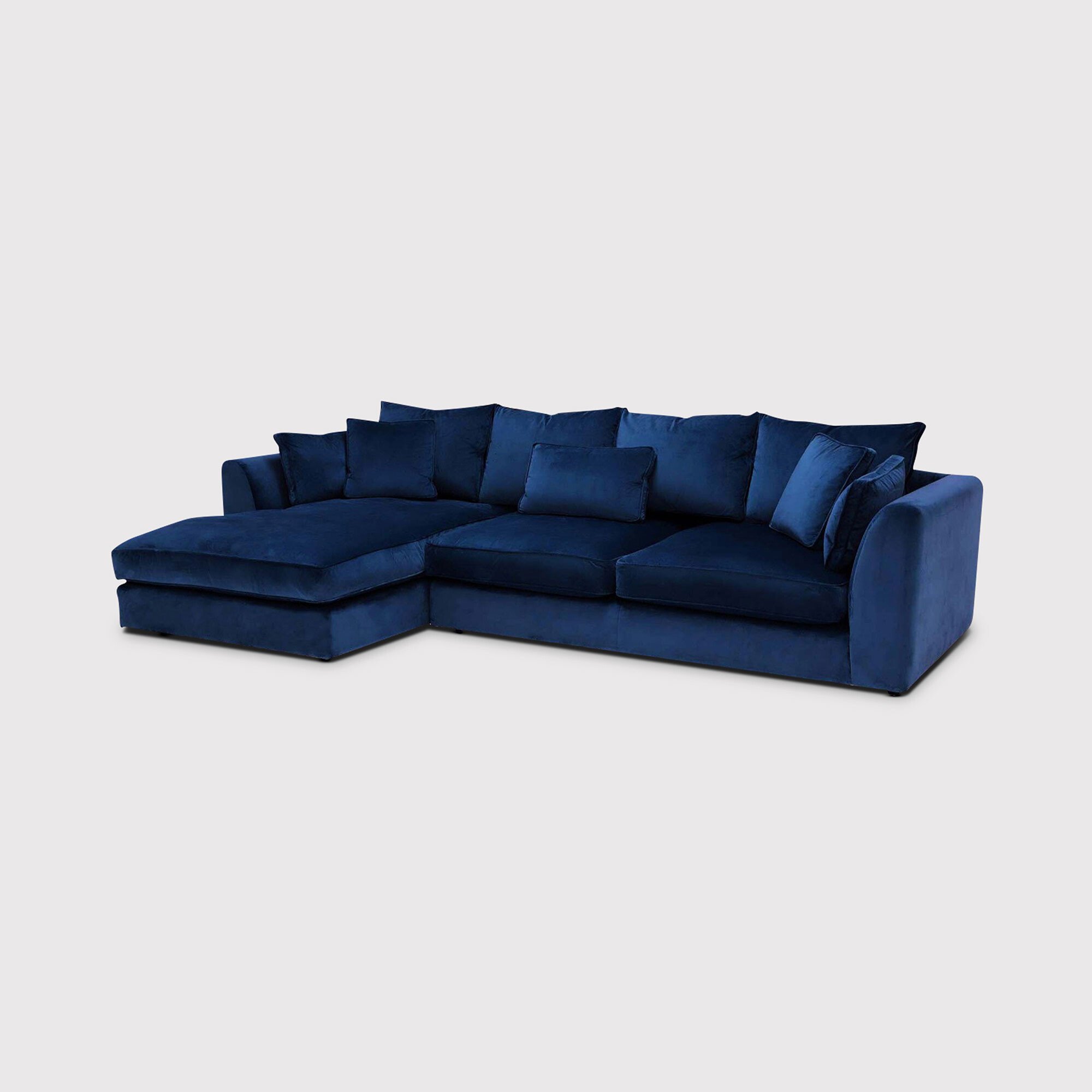 Harrington Large Chaise Corner Sofa Left, Blue Fabric | Barker & Stonehouse