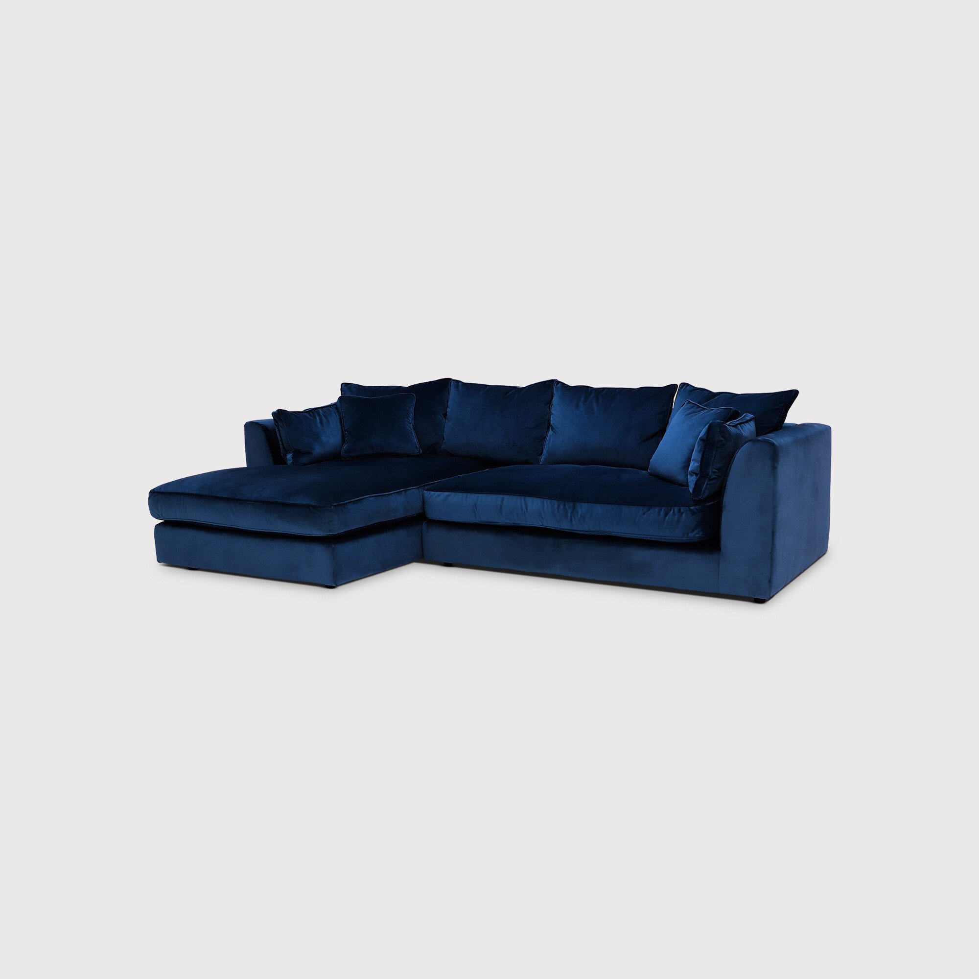 Harrington Small Chaise Corner Sofa Left, Blue Fabric | Barker & Stonehouse