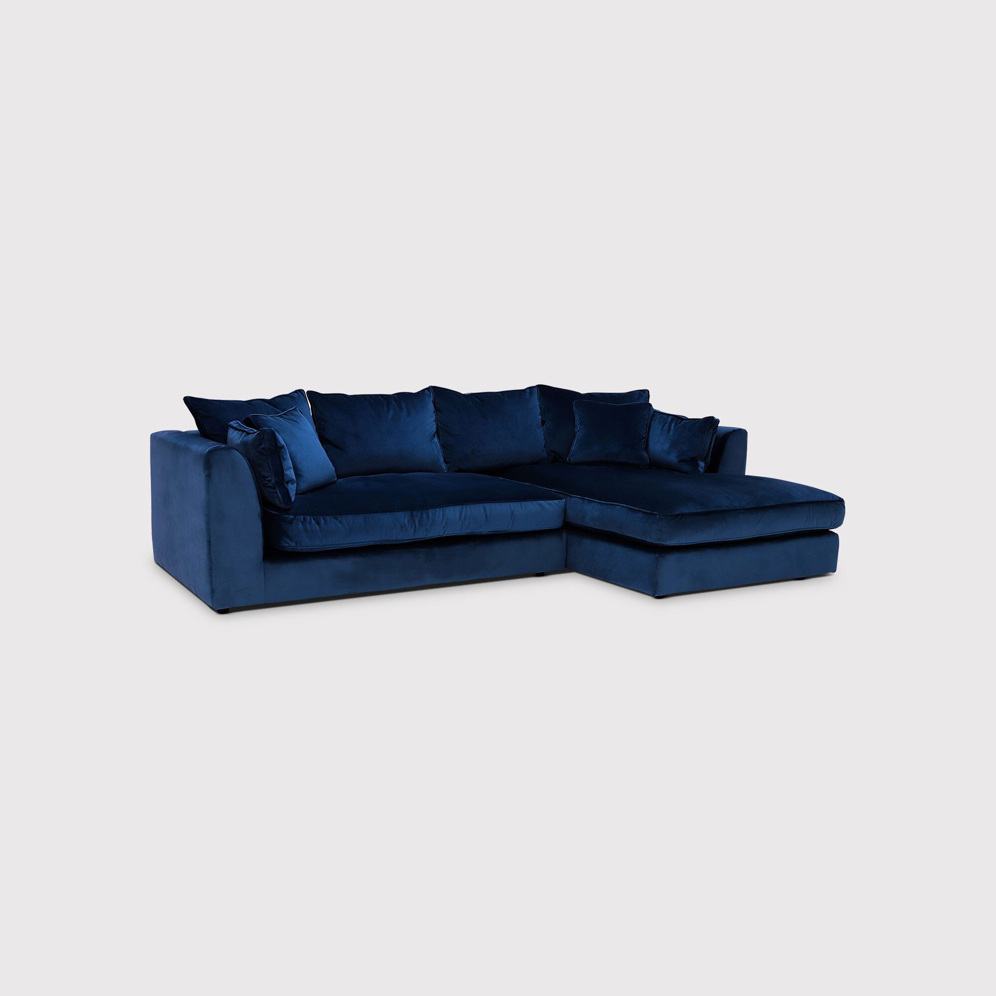 Harrington Small Chaise Corner Sofa Right, Blue Fabric | Barker & Stonehouse