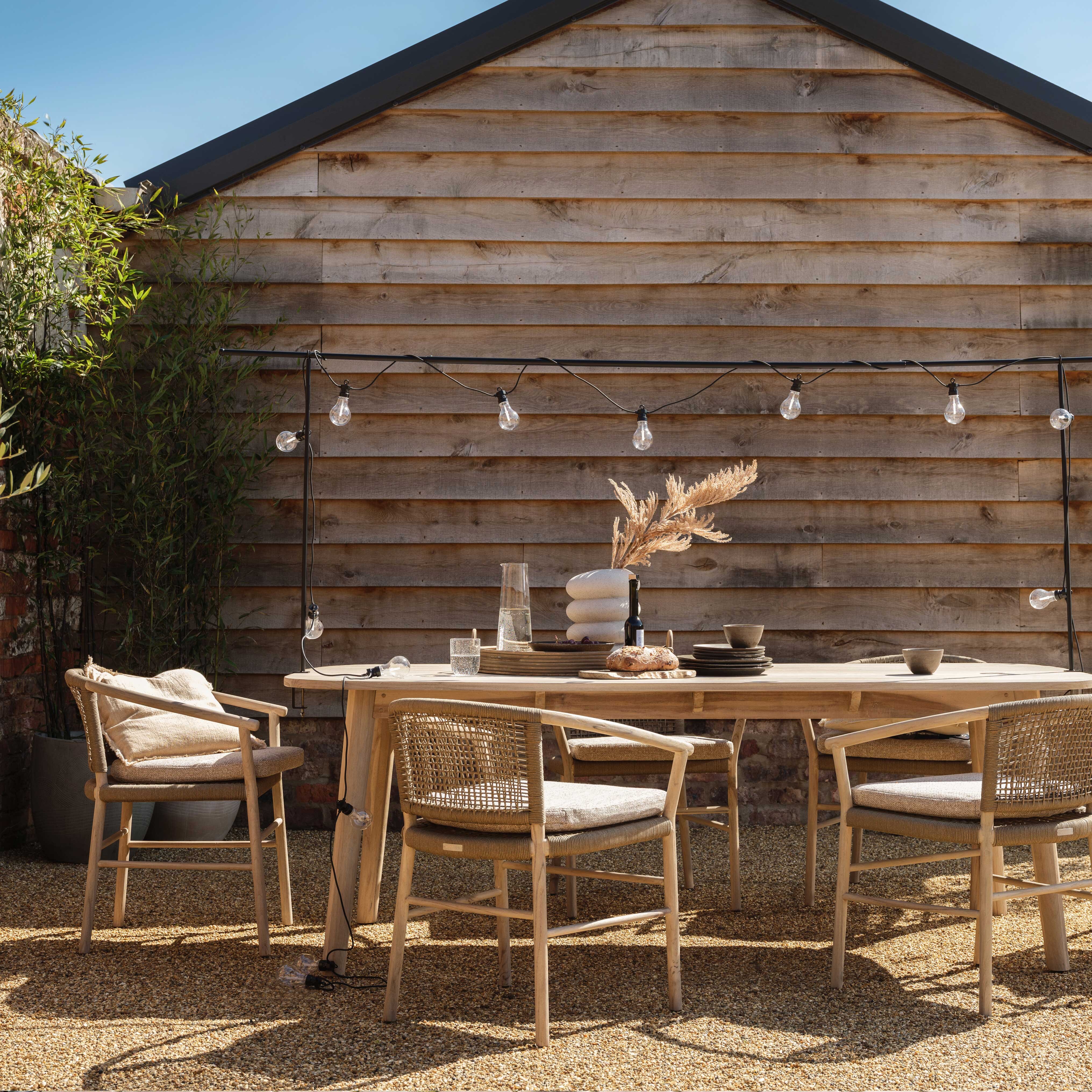 Hyams 220x110cm Dining Table & 6 Chairs Set, Neutral | Barker & Stonehouse thumbnail