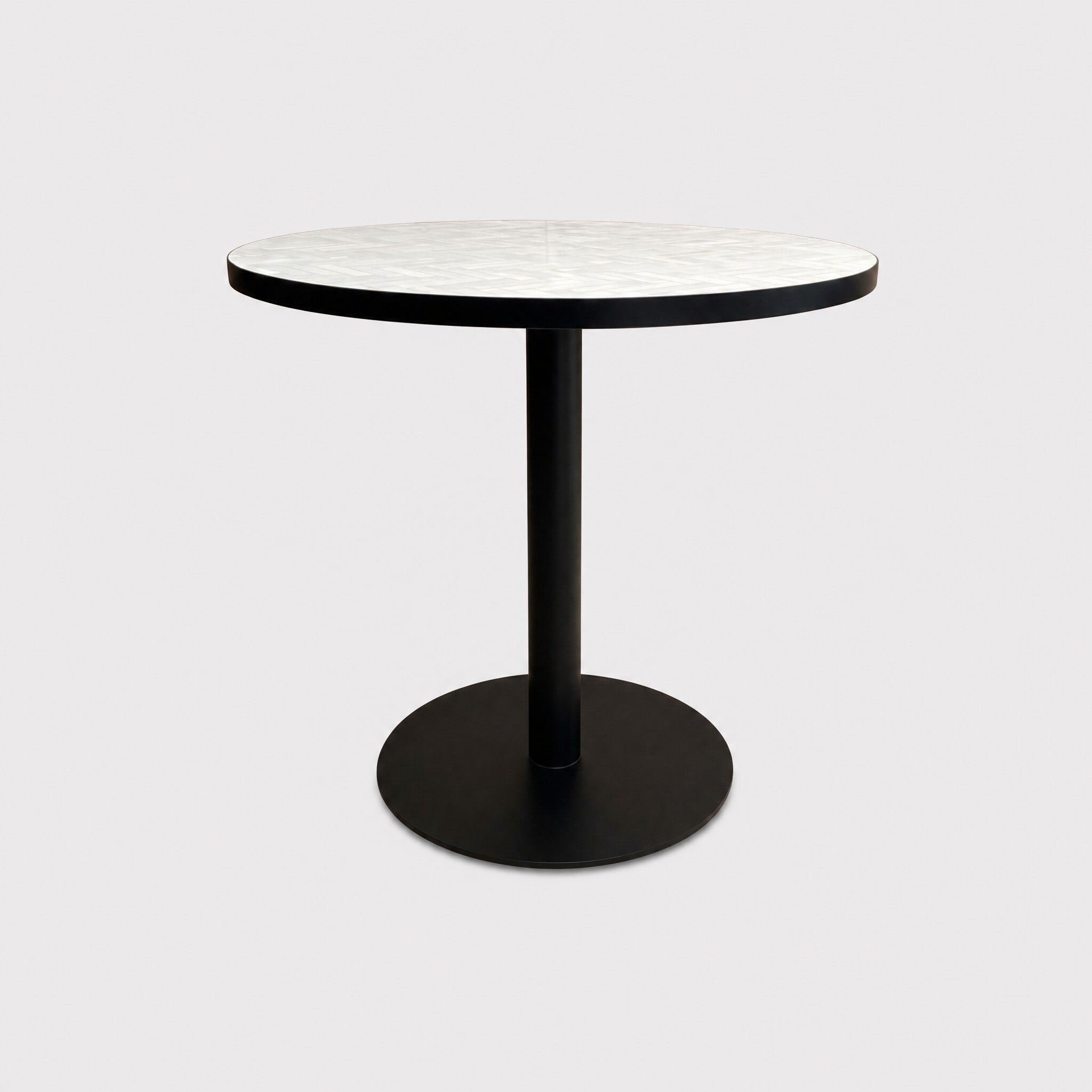 Atlantic garden pedestal bistro coffee table in round in white