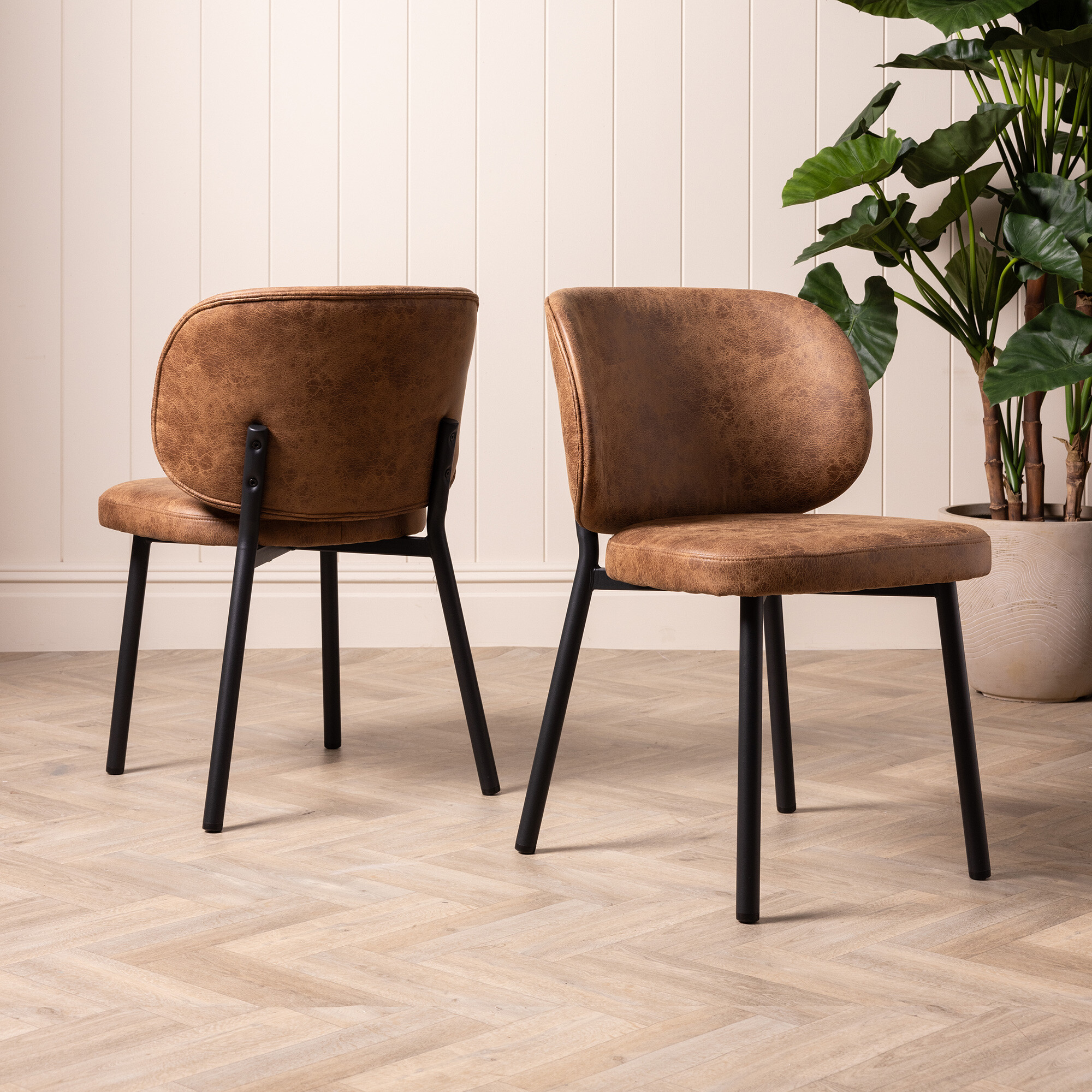 Elodie Tan Fabric Curved Dining Chair , Tan - Barker & Stonehouse