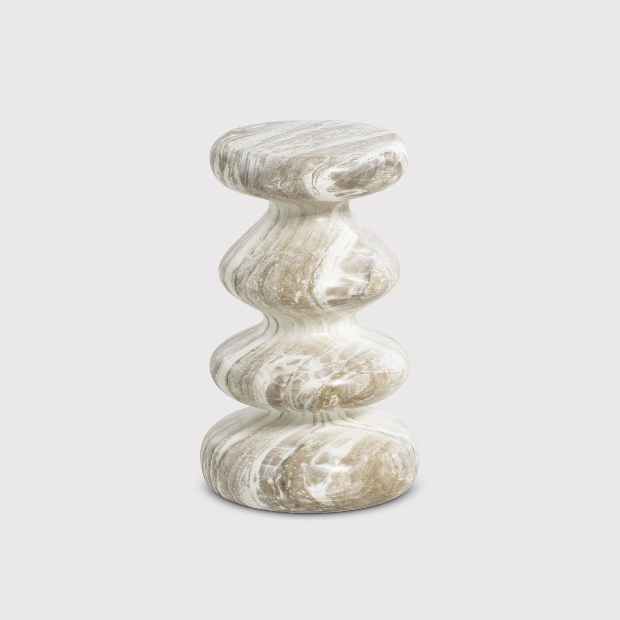 View Knip curved garden drinks side table in round in stone in grey View Knip curved garden drinks side table in round in stone in grey